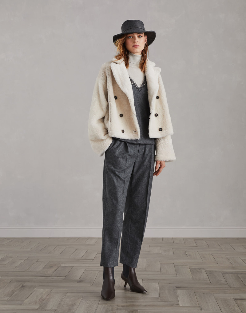 Virgin wool and cashmere flannel baggy trousers 4