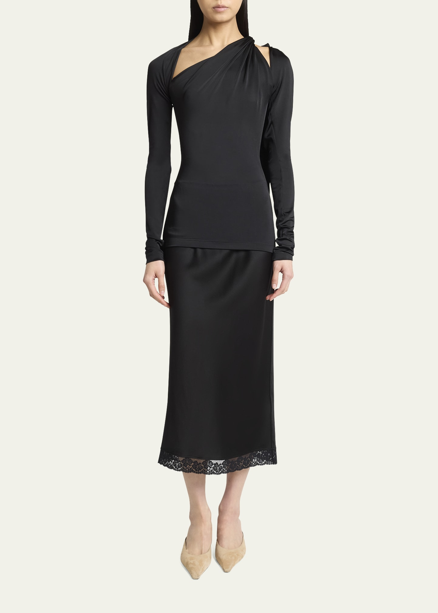 Slash Neckline Jersey Top - 2