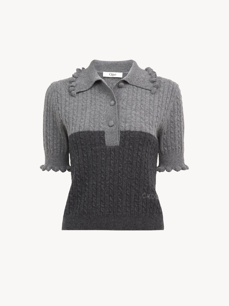 Chloé SHORT-SLEEVE POLO SWEATER IN A WOOL & CASHMERE KNIT outlook