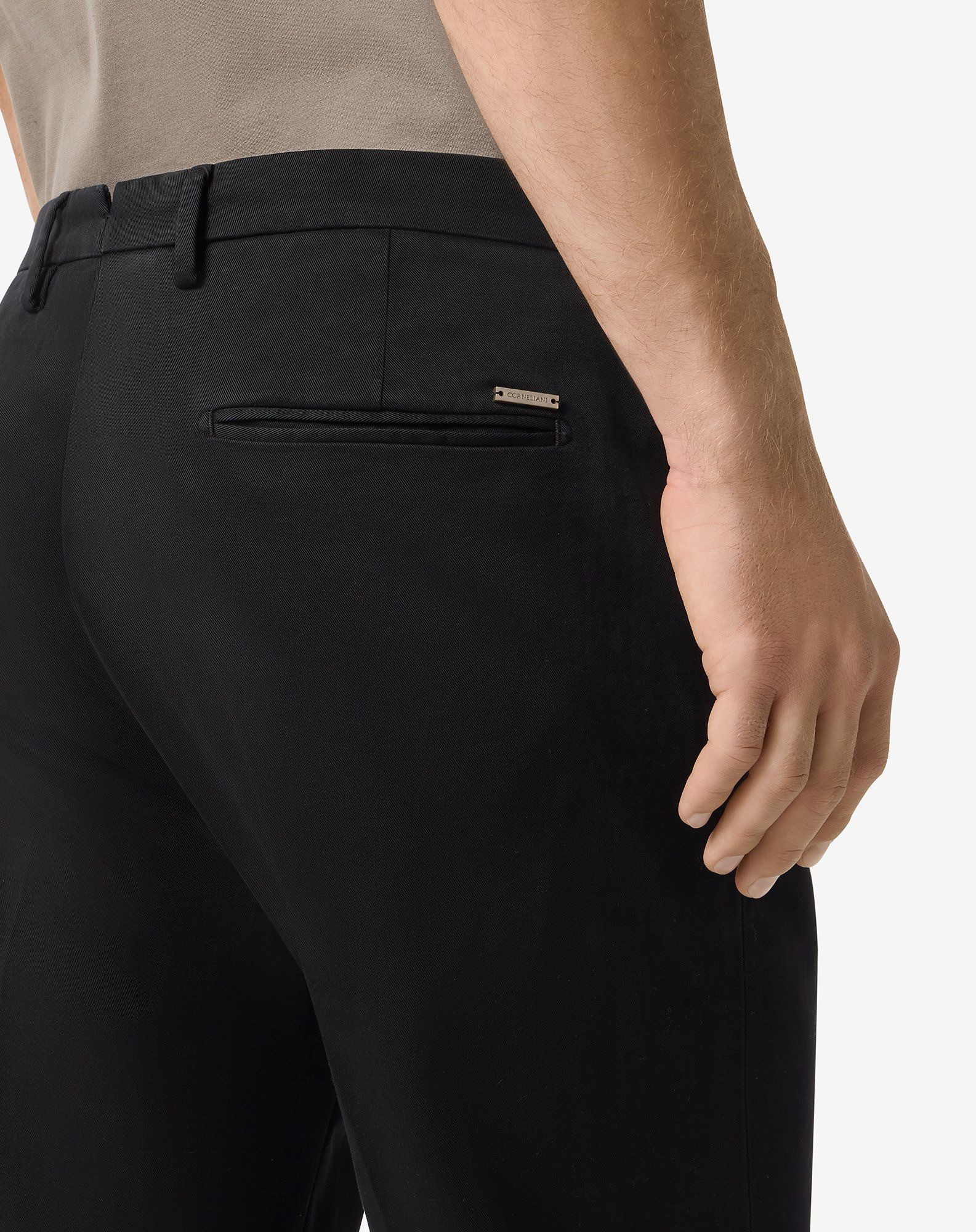 Black garment-dyed stretch cotton trousers - 5
