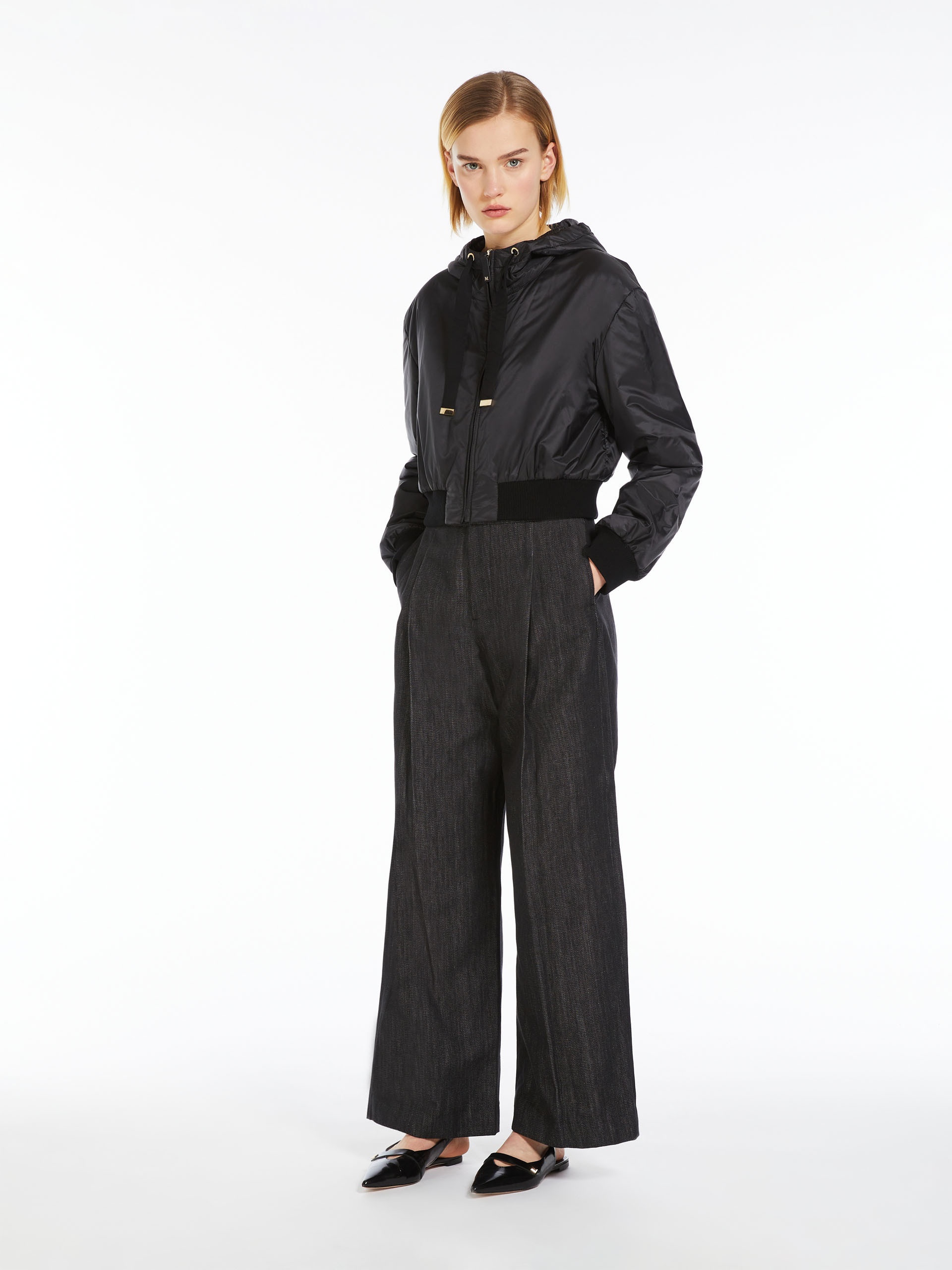 Max Mara COOL Hooded bomber jacket in water-resistant canvas