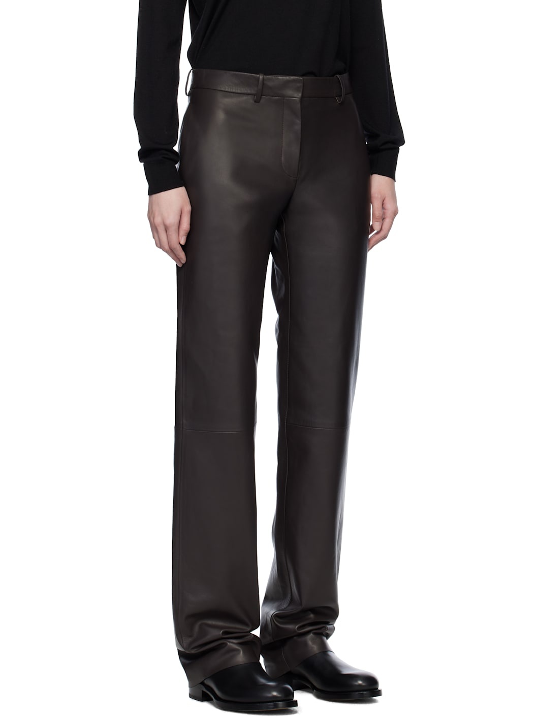 Brown Selviese Leather Pants - 2