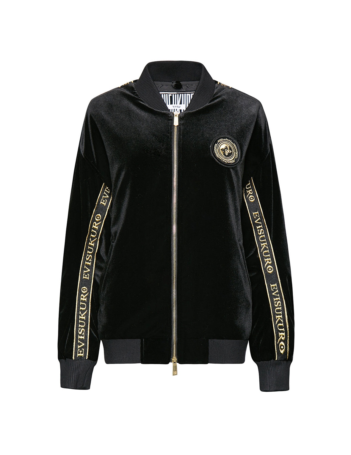 Logo Tape Padded Velvet Bomber Jacket - 2