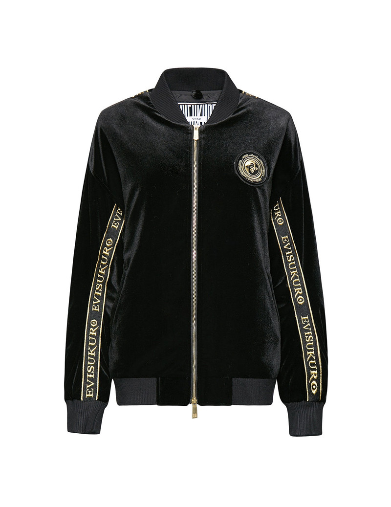 EVISU Logo Tape Padded Velvet Bomber Jacket outlook