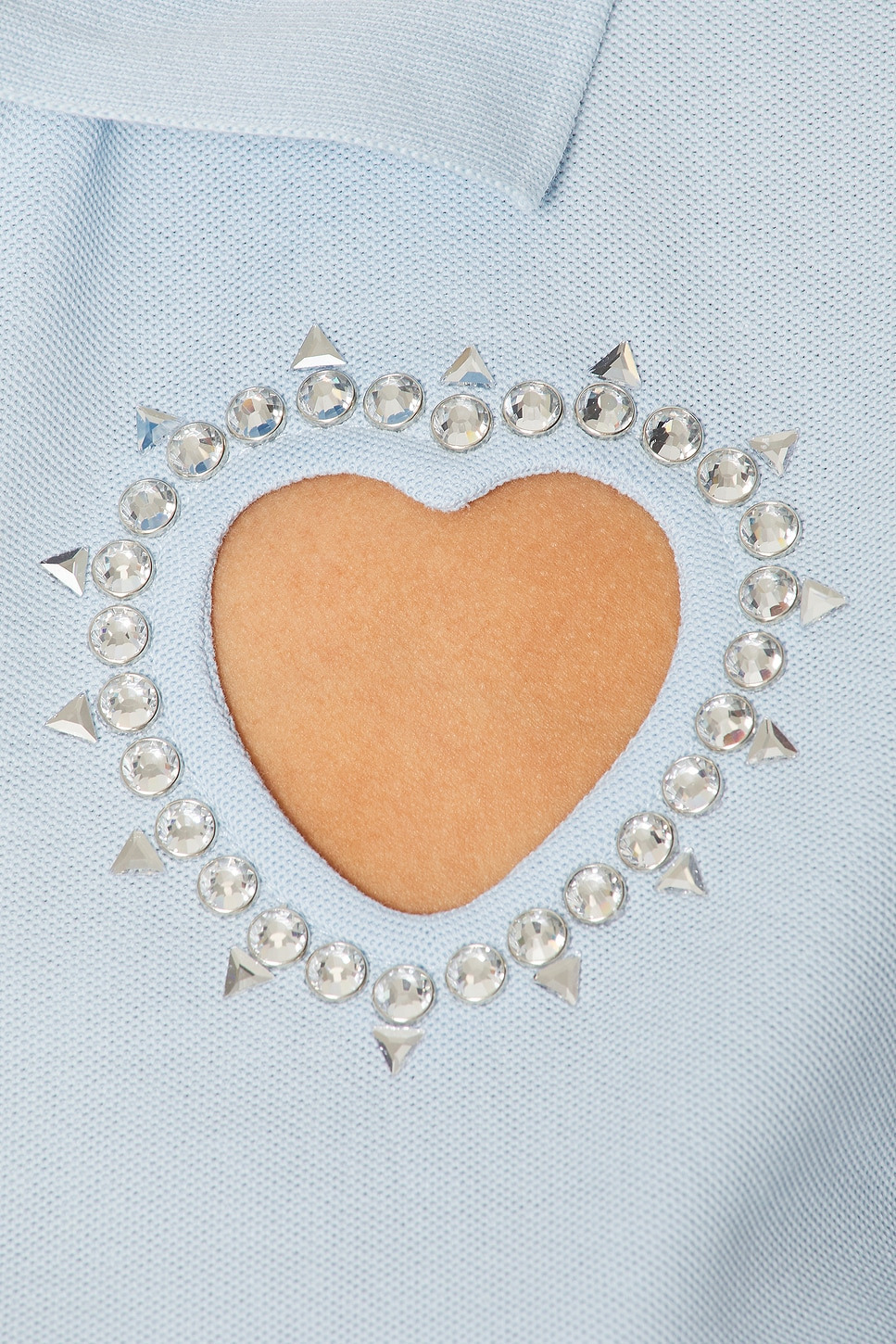 Crystal Heart Cutout Cropped Polo Top - 6