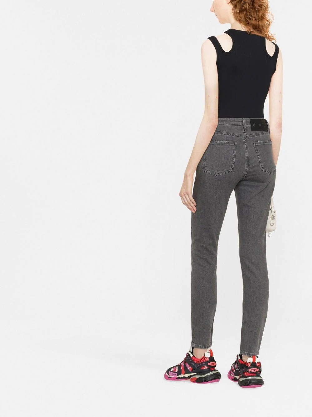slogan-print cropped skinny jeans - 4