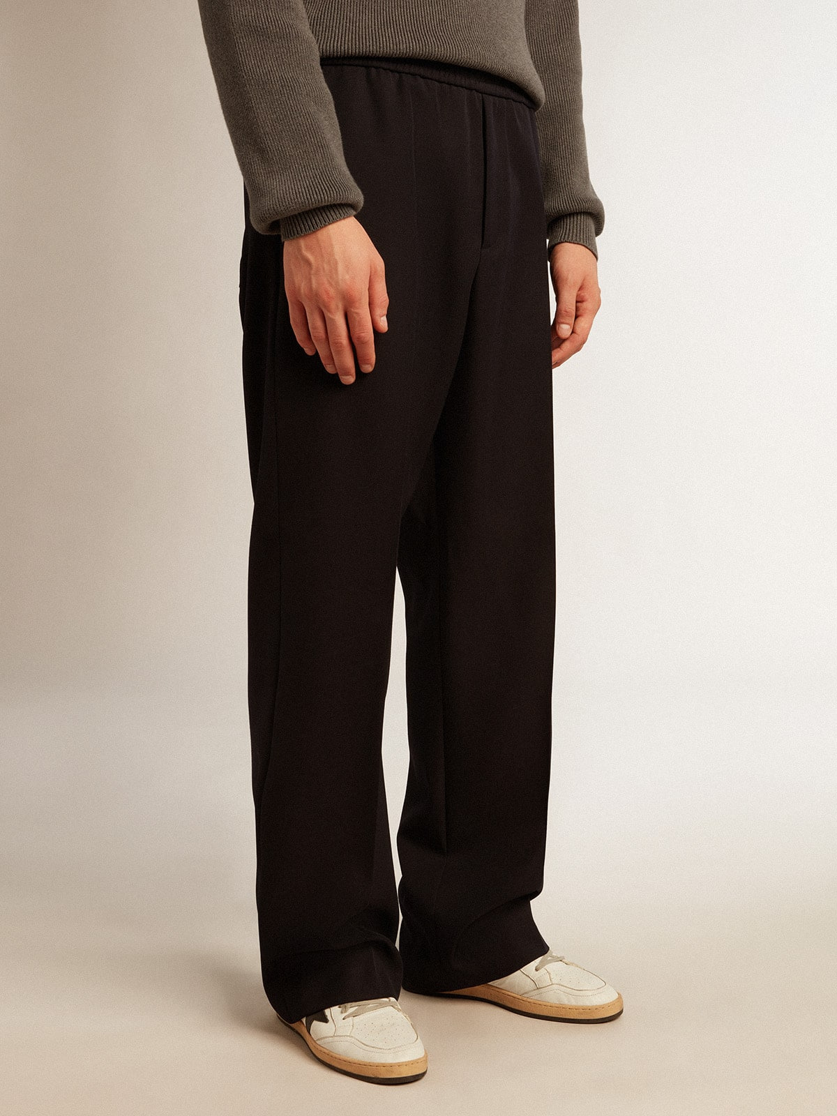 Men’s joggers in dark blue wool - 2