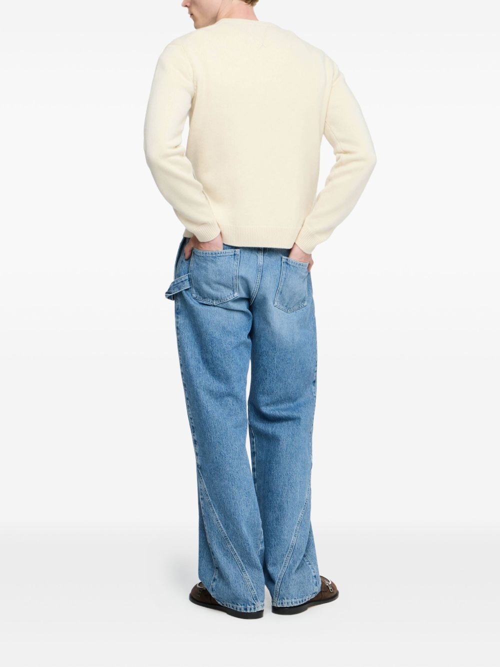 ribbed-trim crew-neck sweater - 3
