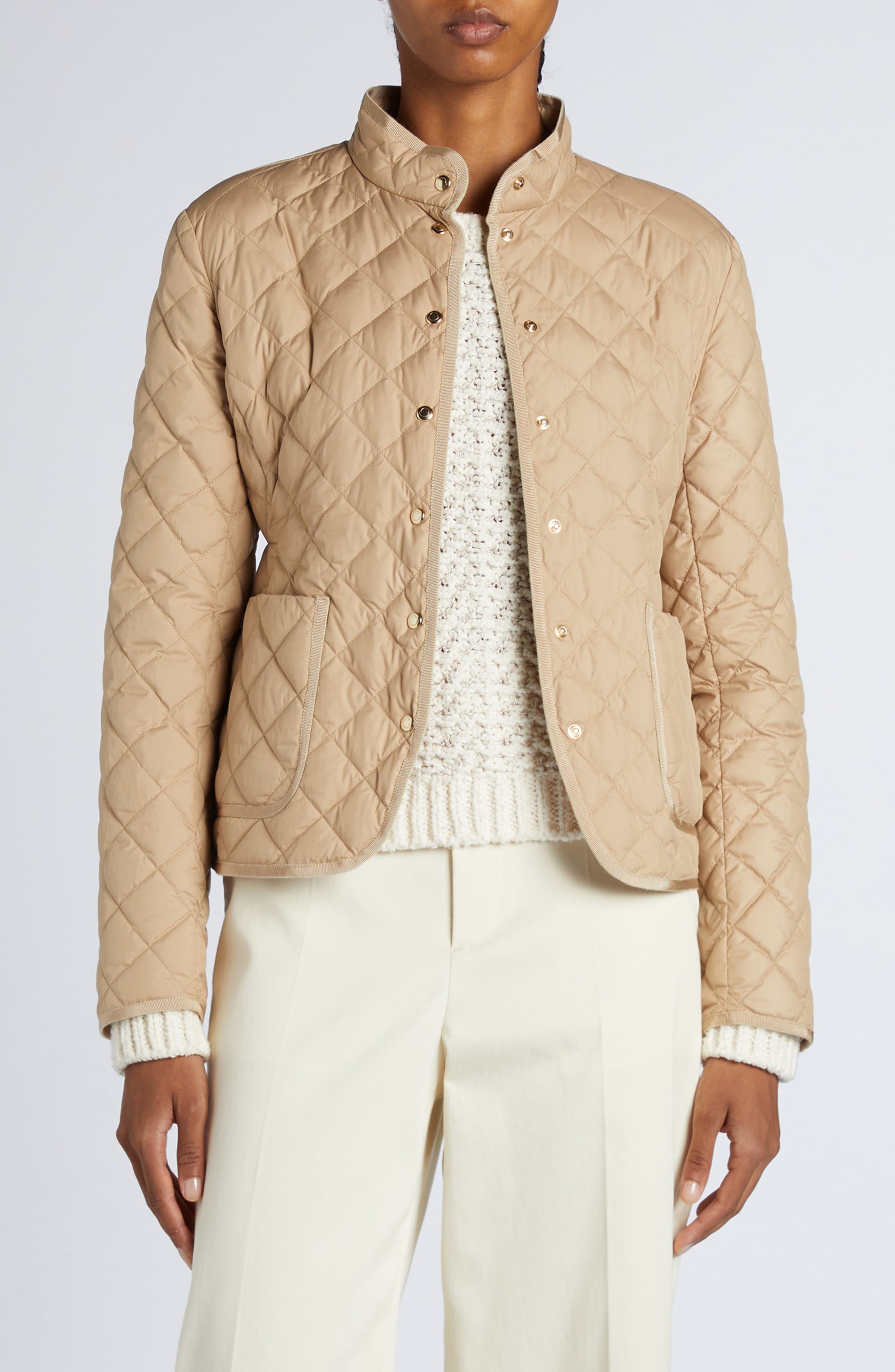 Moncler Epin Down Crop Jacket in Beige at Nordstrom - 2