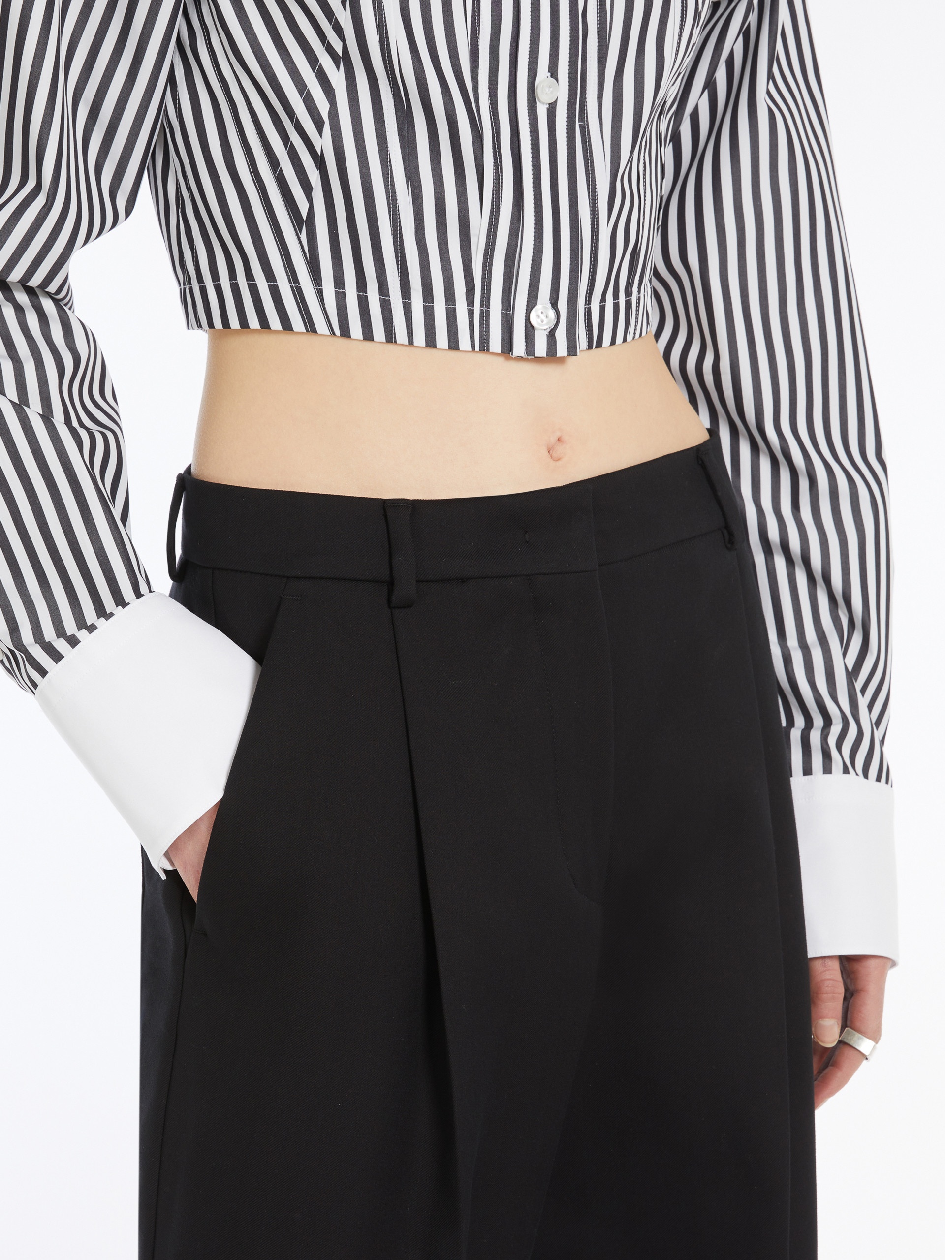 VEGGIA Cotton and viscose palazzo trousers - 5