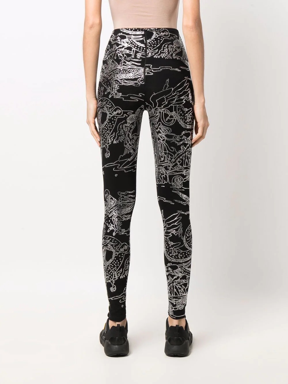 tattoo-print embellished leggings - 4