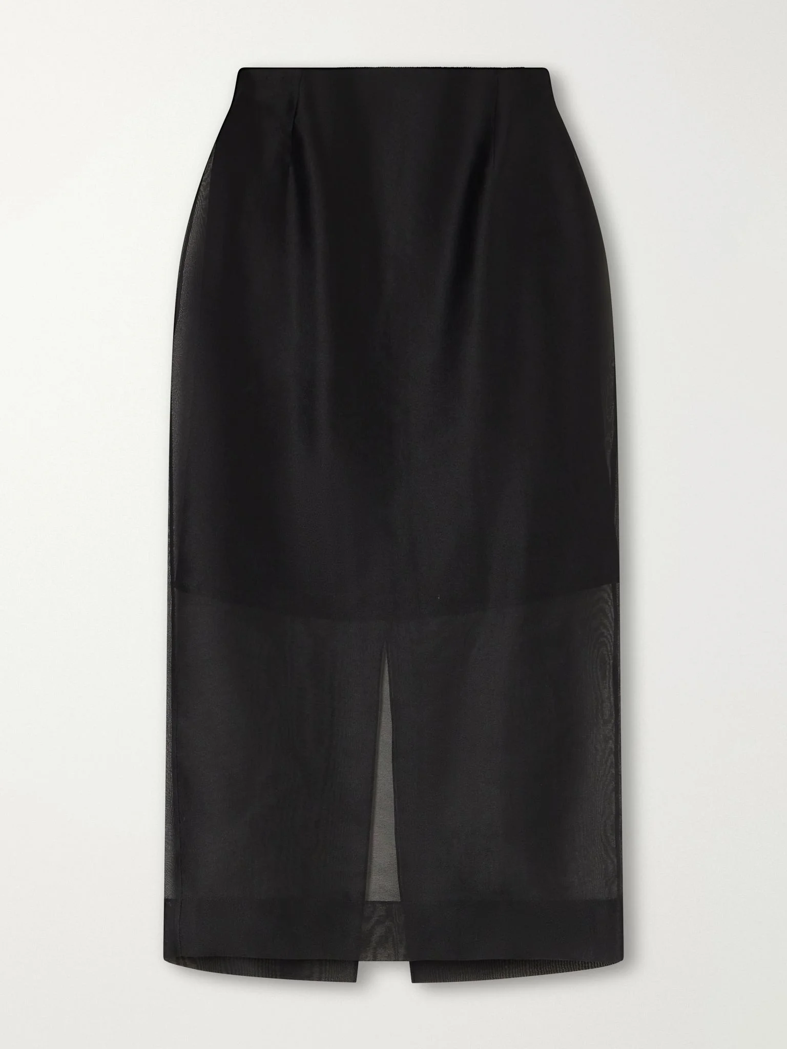 Silk-organza midi skirt Black - 1