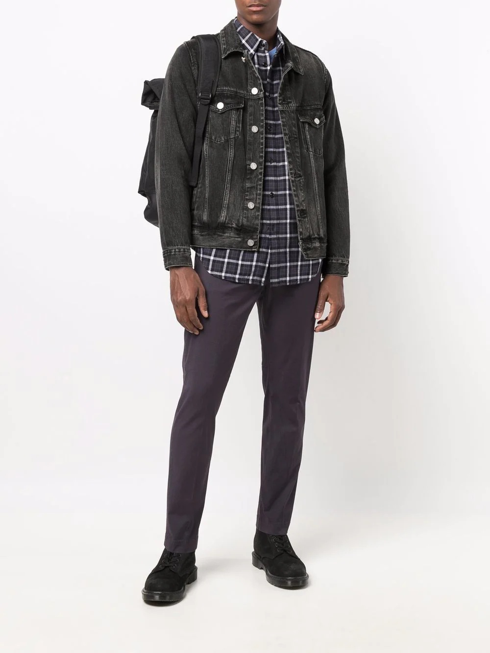 check-print flannel shirt - 2