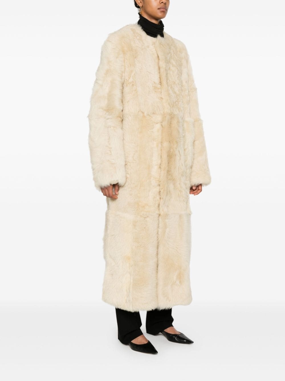 silky shearling coat - 3