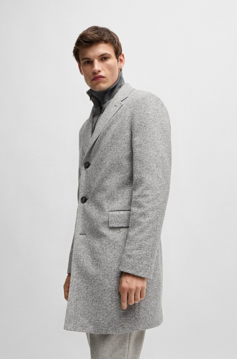HERRINGBONE SLIM-FIT COAT WITH DETACHABLE ZIP-UP INNER 6
