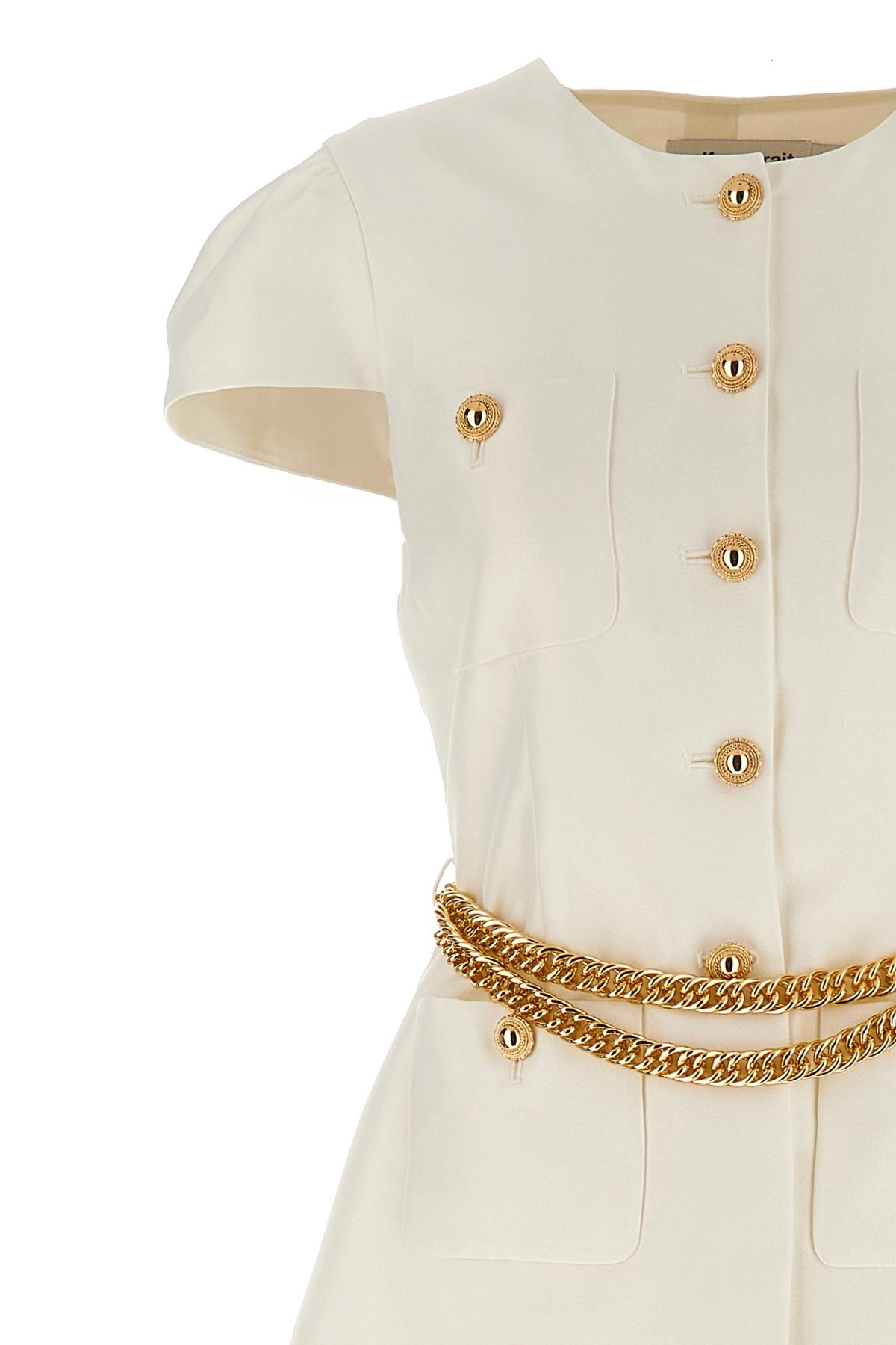'Cream Taffeta Chain Belt Maxi' dress - 3