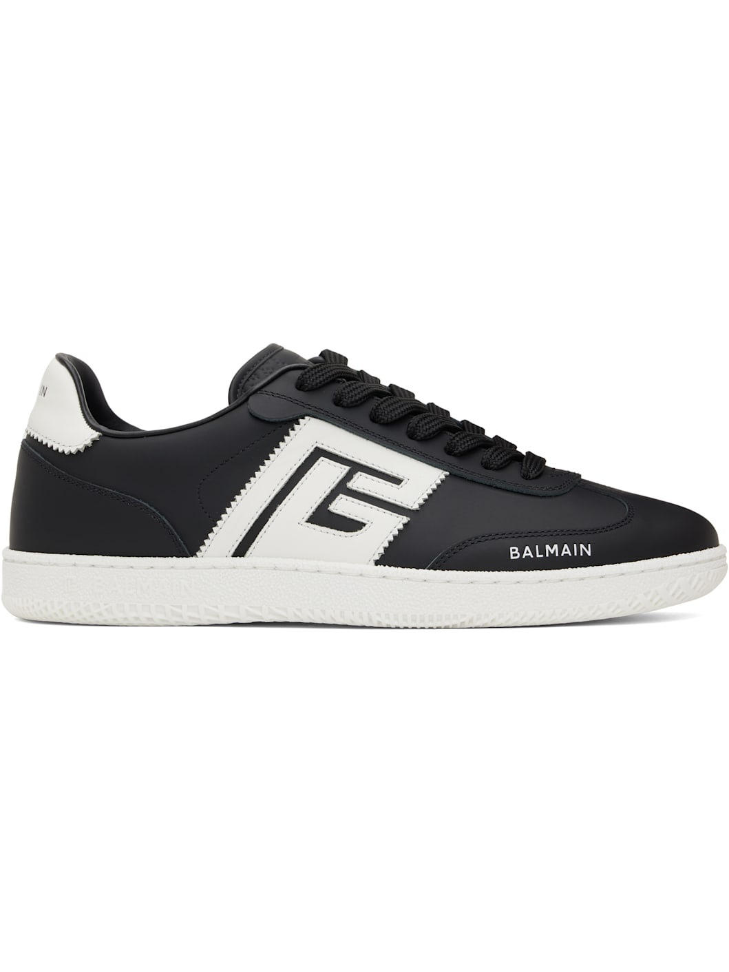 Black Calfskin 'Balmain' Swan Sneakers - 1