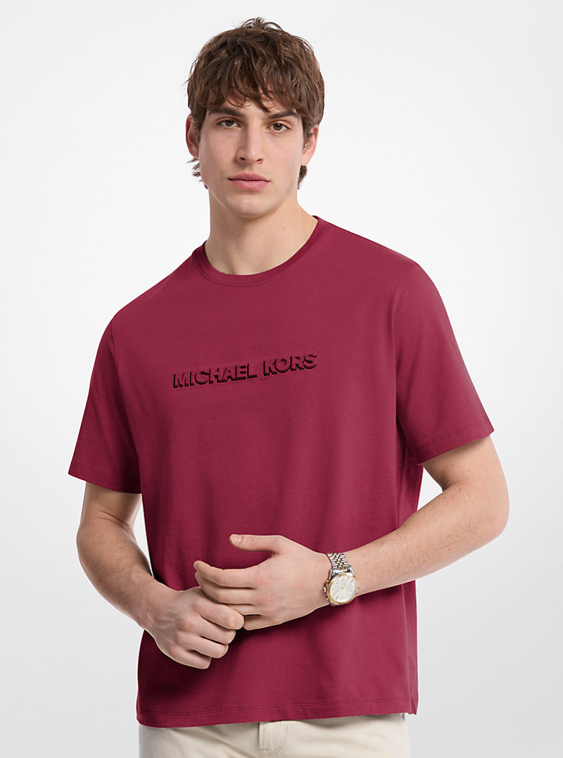 Logo Embossed Cotton Jersey T-Shirt 1