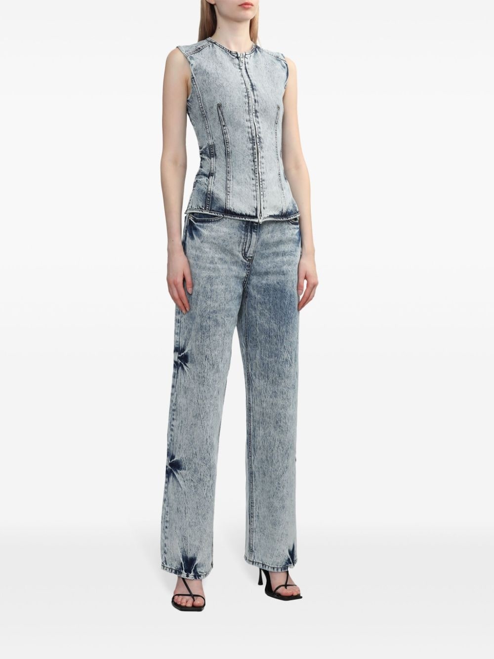 acid-wash denim vest - 2