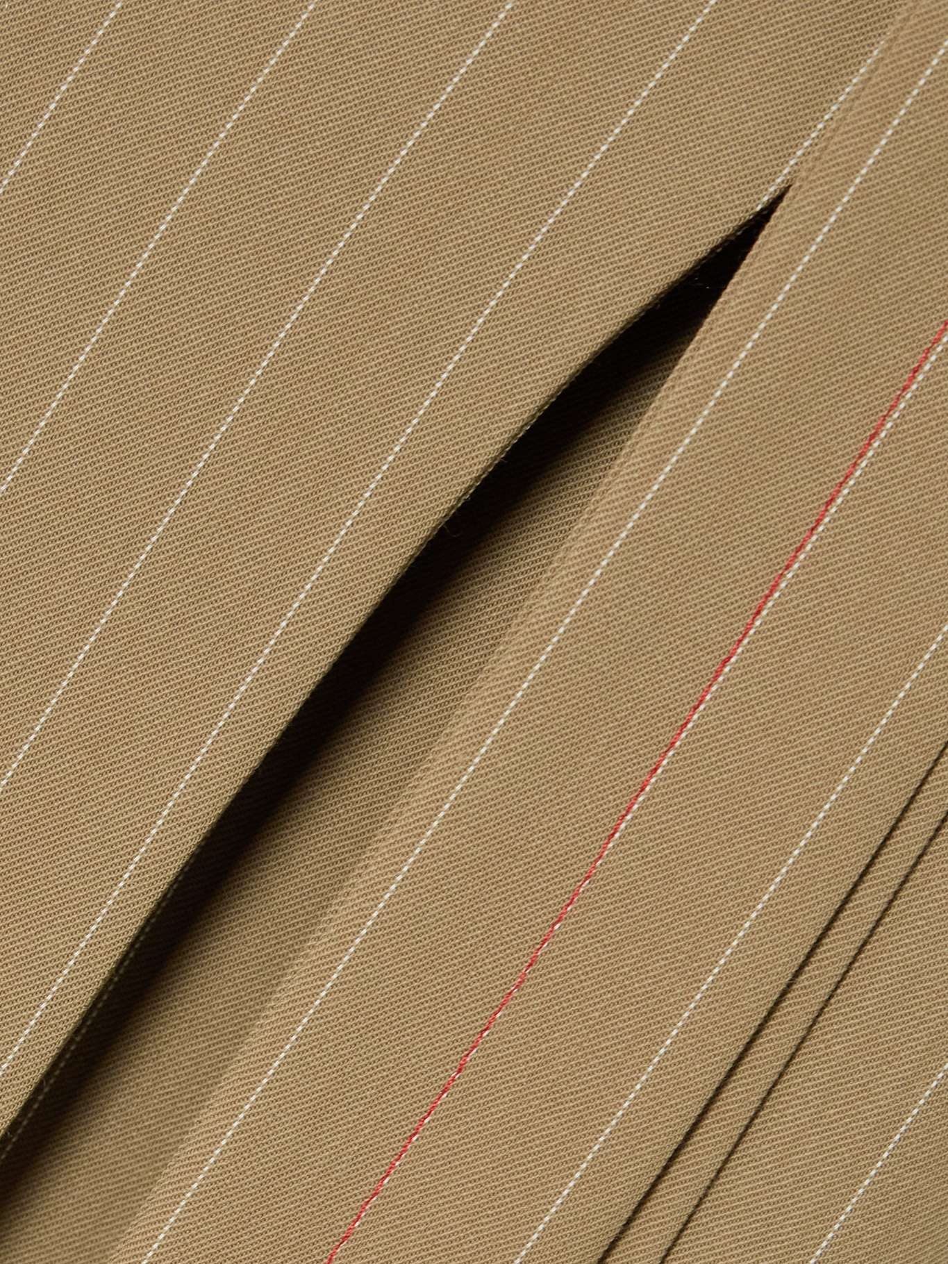 Tie-detailed pinstriped wool-twill midi wrap skirt Sand - 4