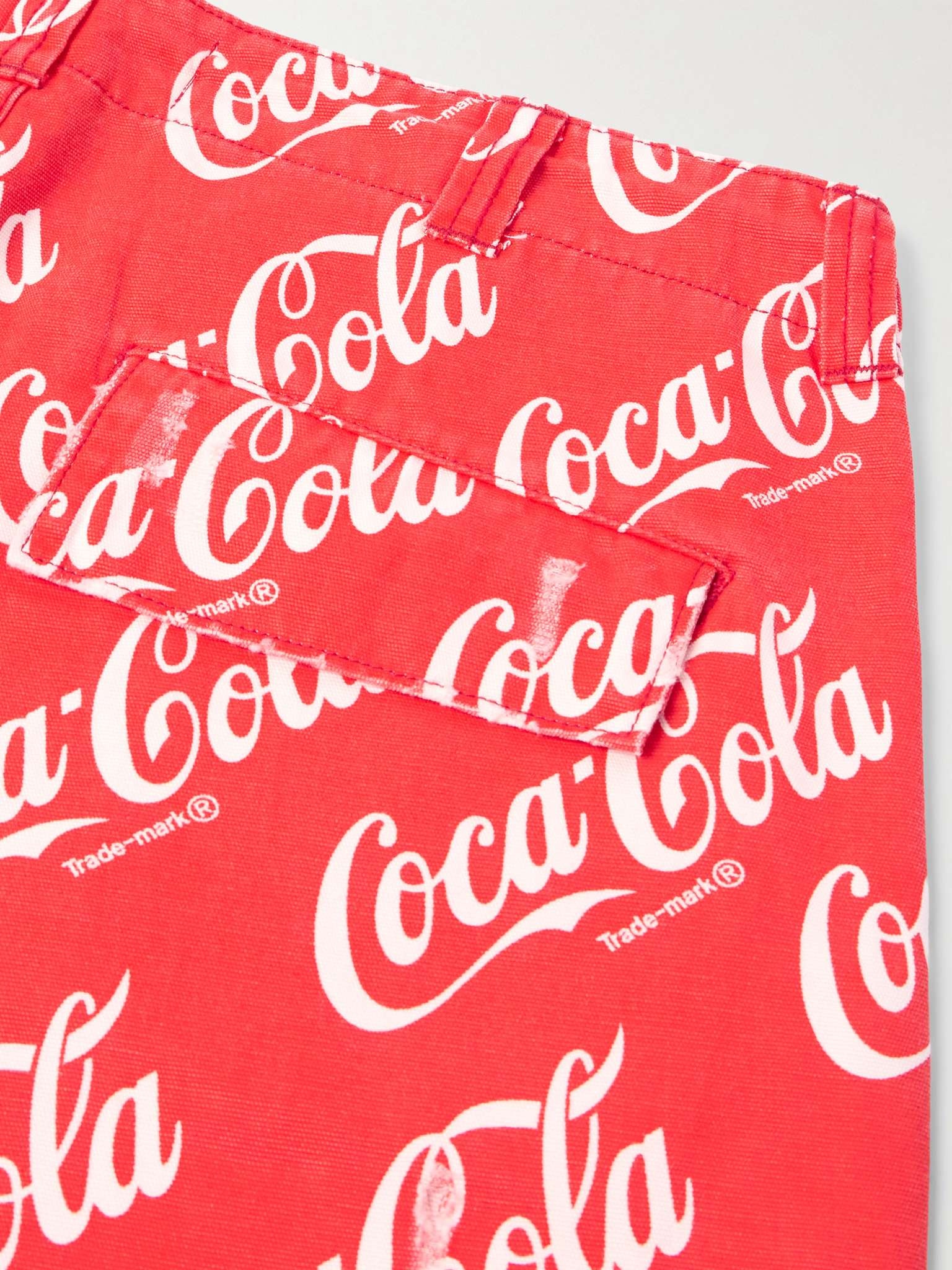 + Coca-Cola Straight-Leg Distressed Printed Cotton-Canvas Shorts - 5