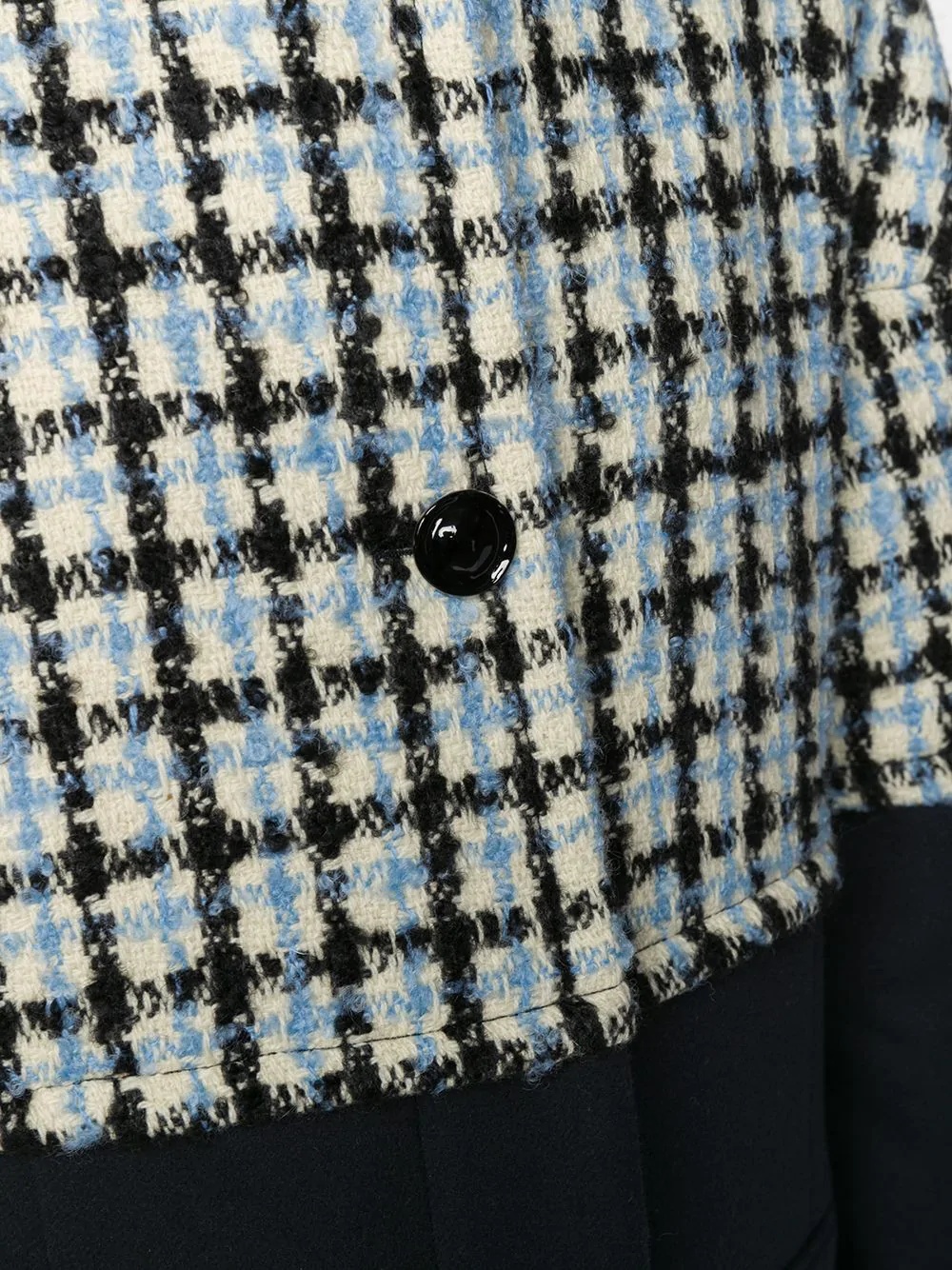 check-print detail single-breasted coat - 5