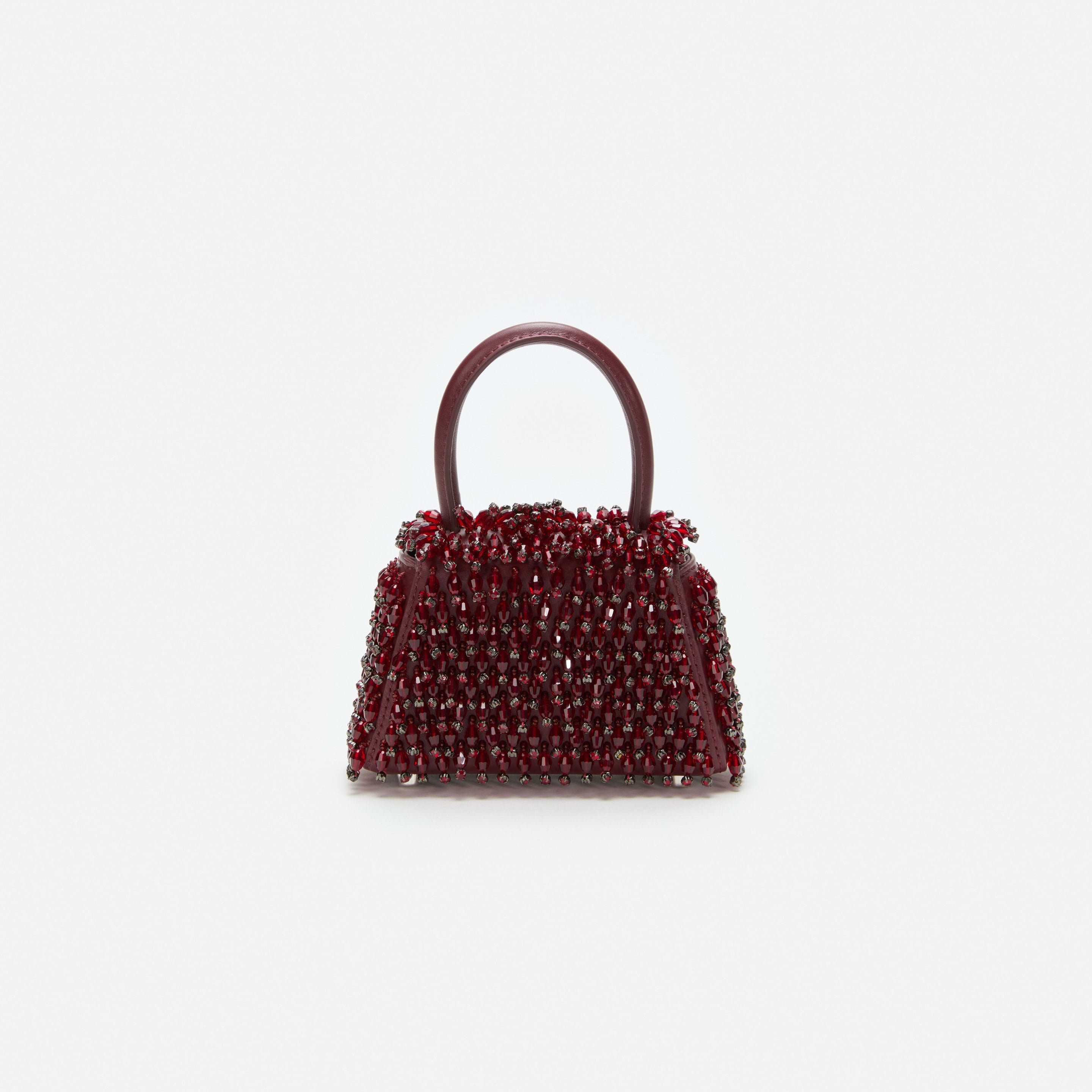 Burgundy Embellished Micro Bow Bag - 3