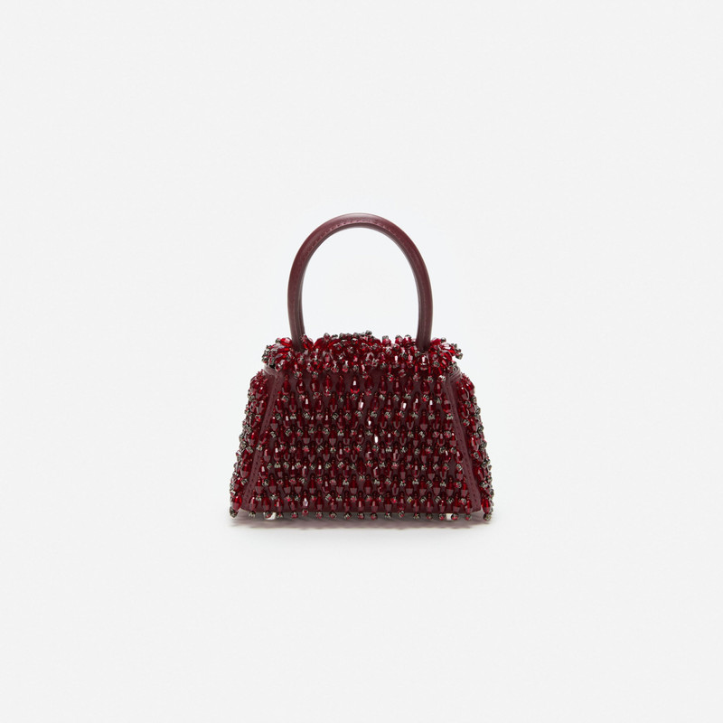Burgundy Embellished Micro Bow Bag 3