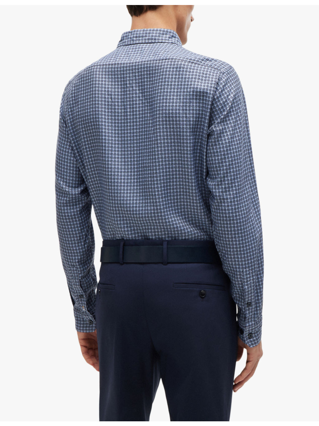 Regular-fit geometric-print chambray shirt - 4