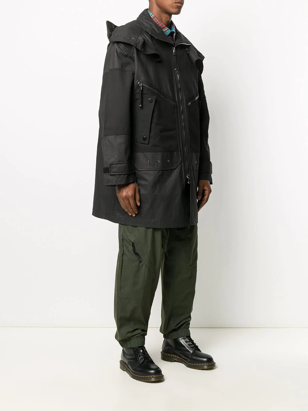 flap-pocket hooded parka coat - 3