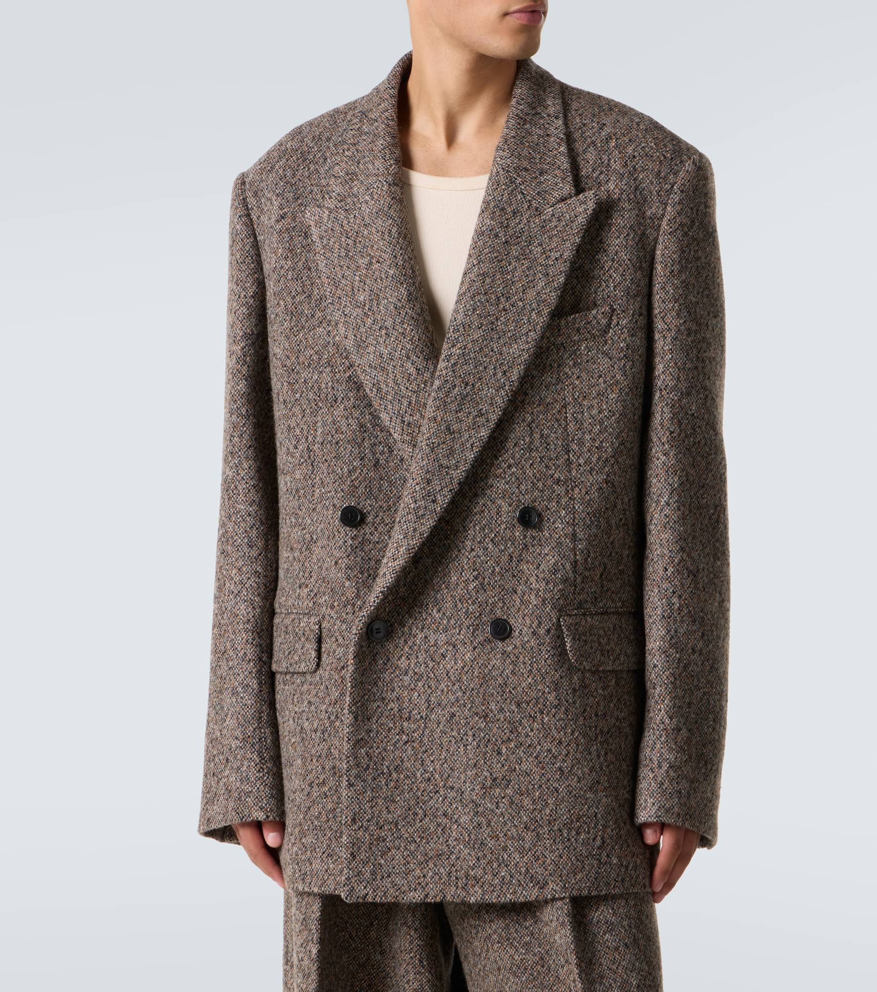 Oversized wool-blend tweed blazer - 3