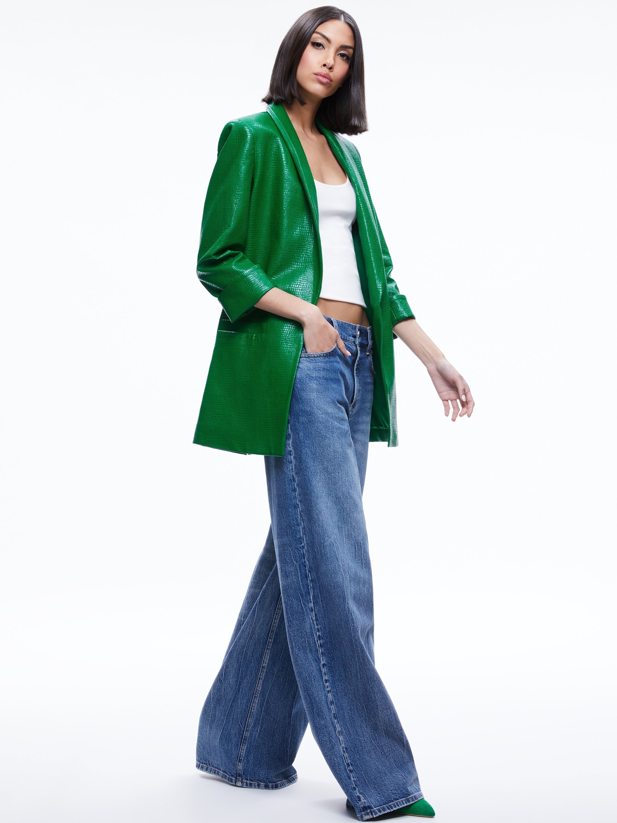 KYLIE VEGAN LEATHER CROC JACKET - 4