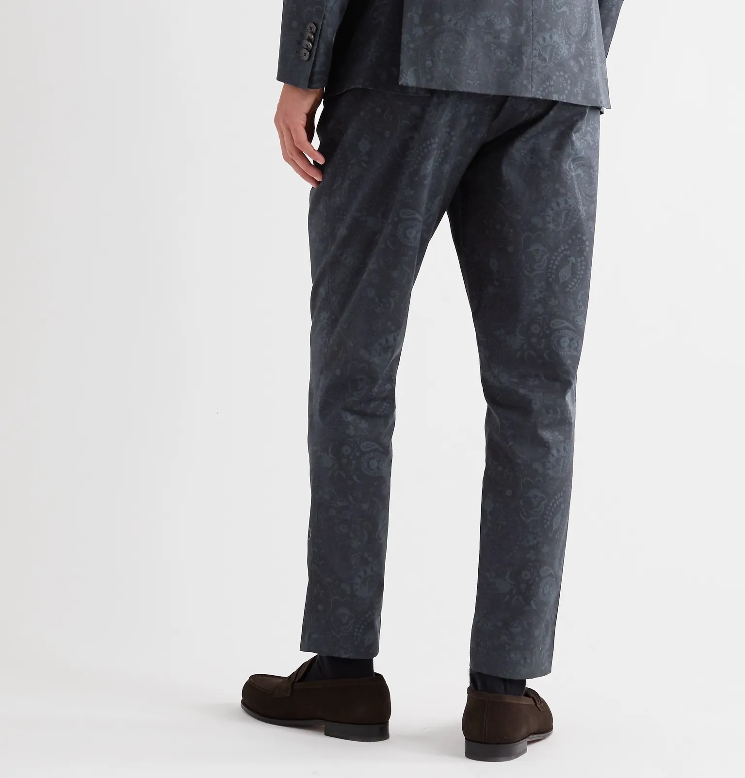 Tapered Paisley-Print Stretch-Cotton Twill Suit Trousers - 9