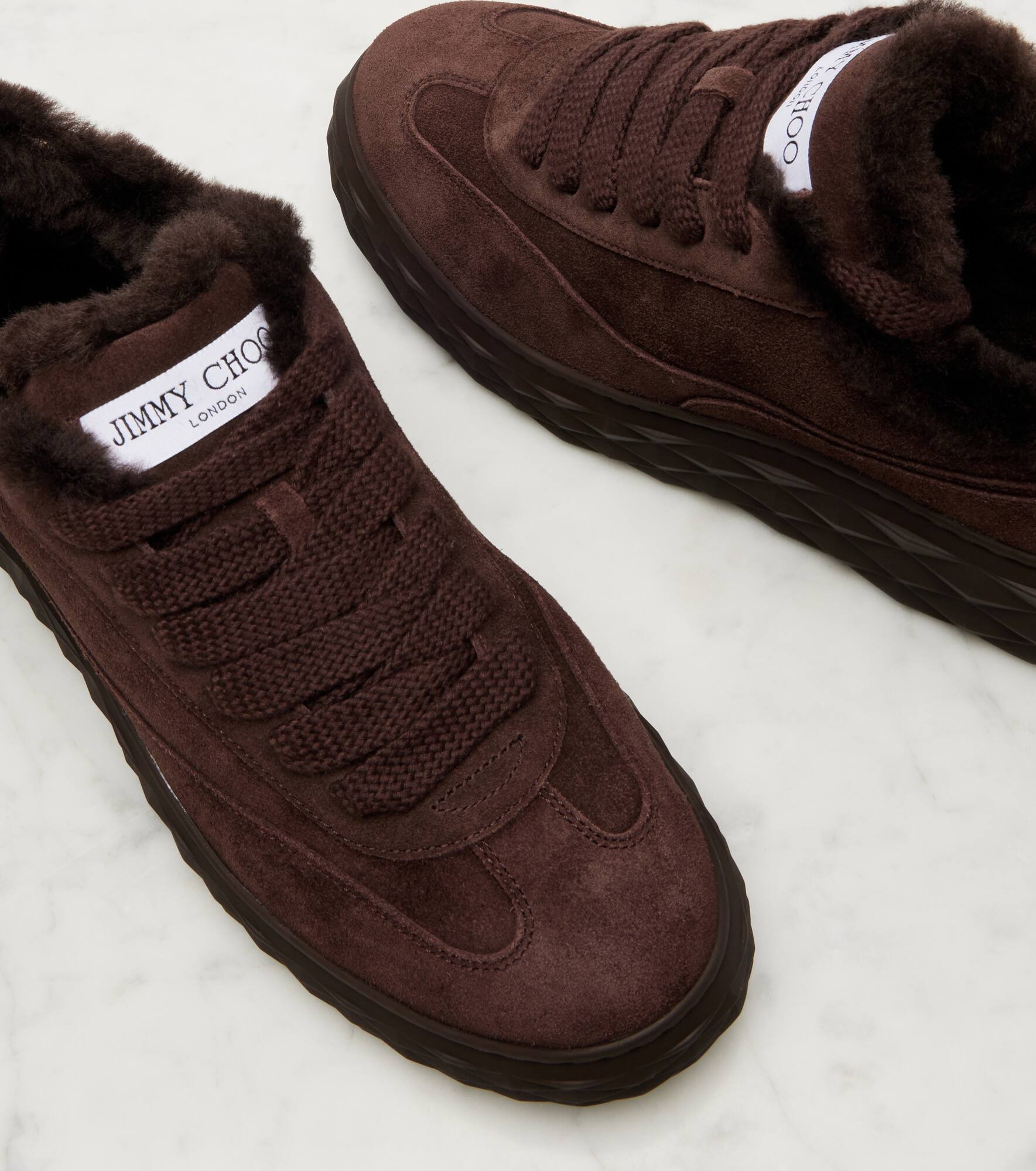 Diamond Maxi shearling-trimmed suede sneakers - 5