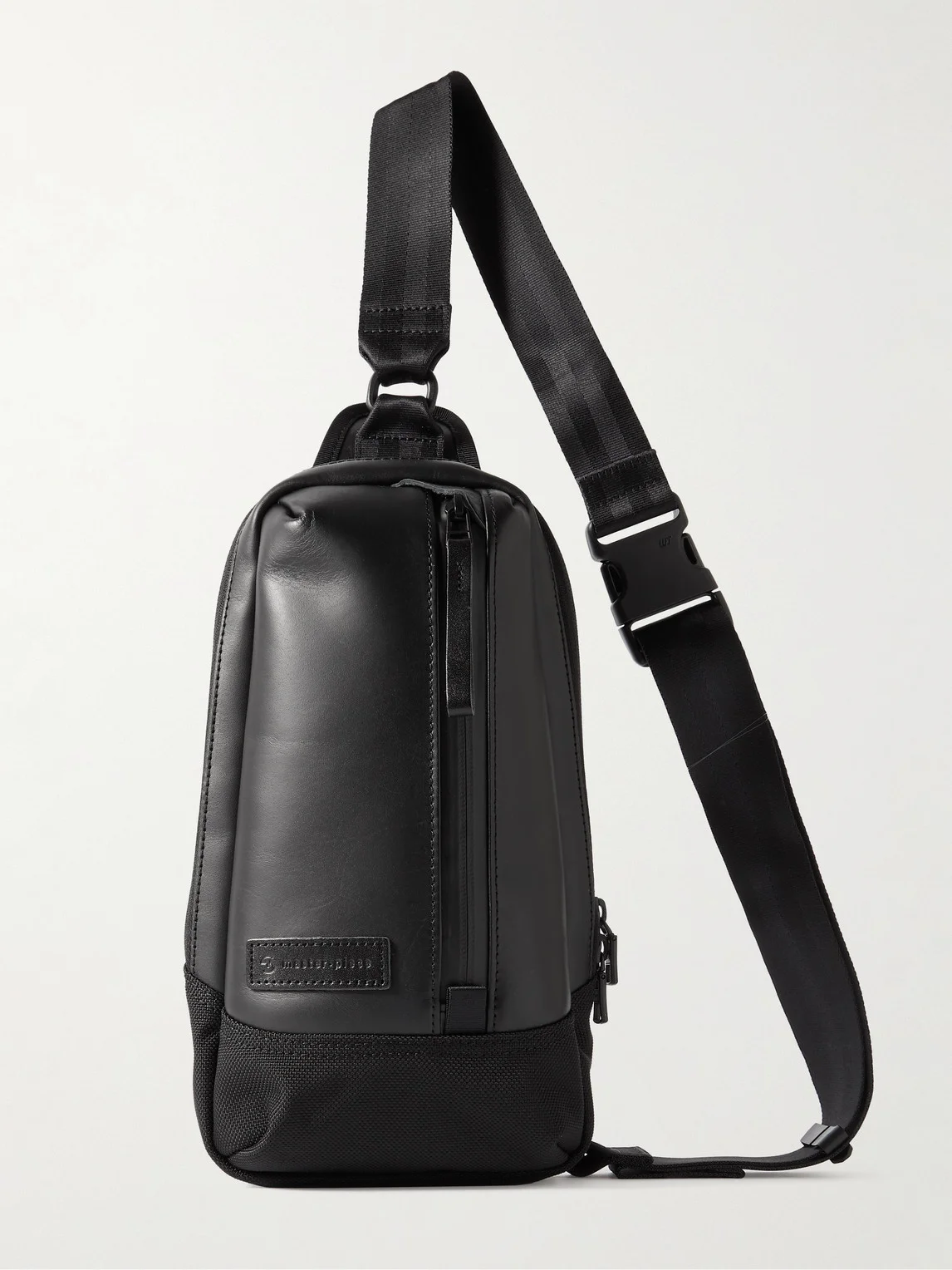 Slick Logo-Appliquéd Leather and CORDURA® Barastec Nylon Sling Backpack - 1