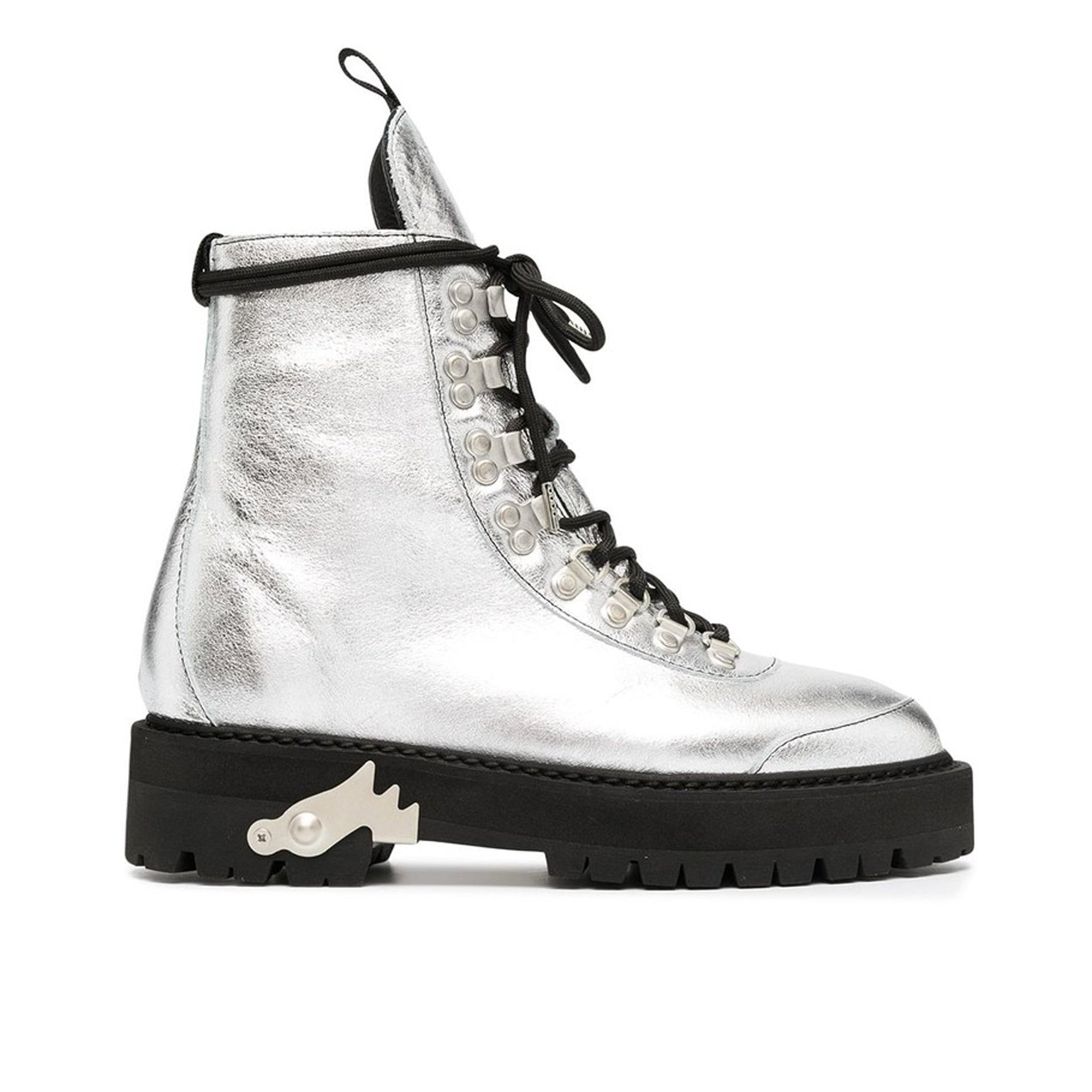 Off-White Metallic Finish Ankle Boots Women - 5