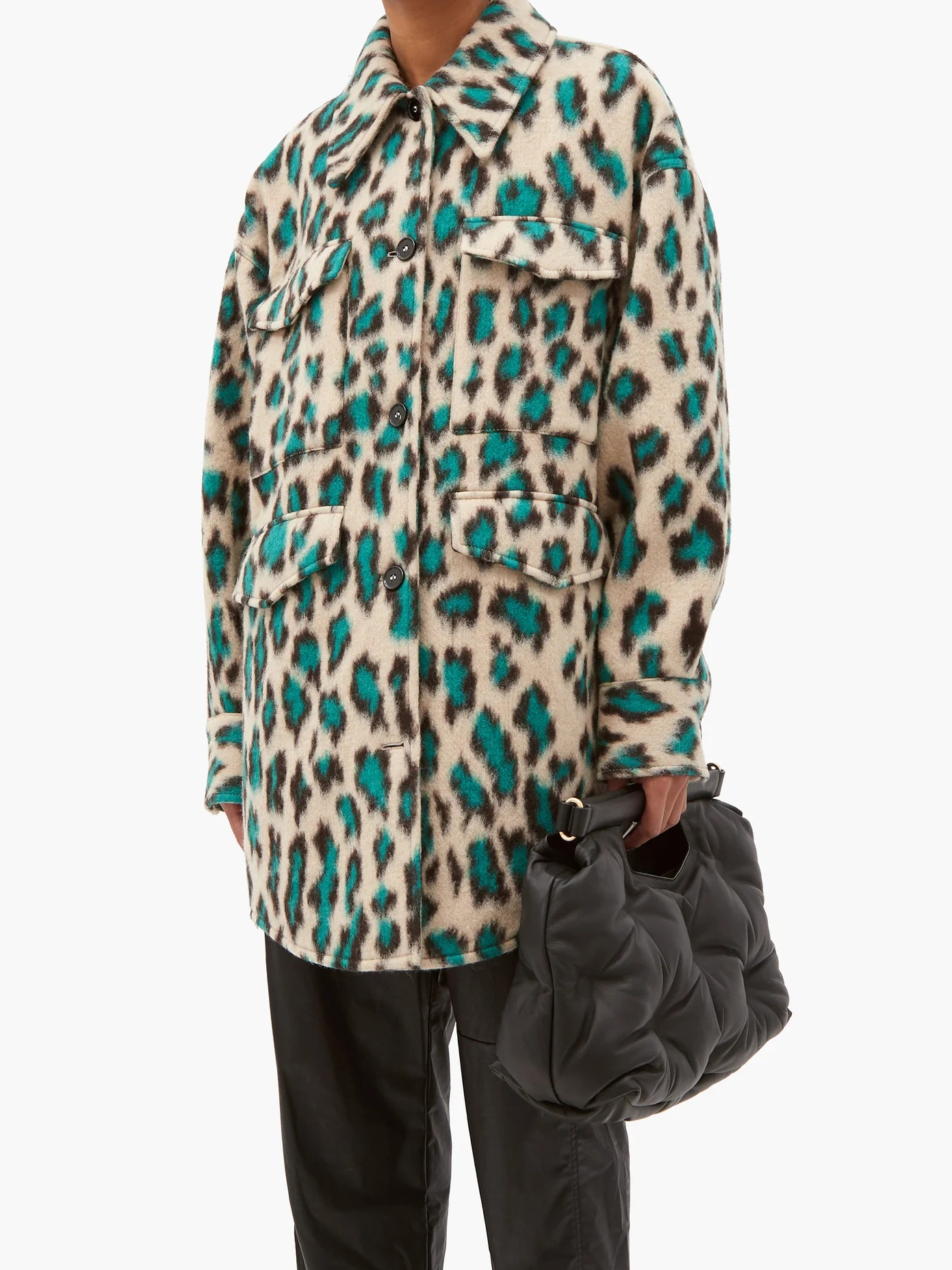 Leopard-patterned felt shirt jacket - 2