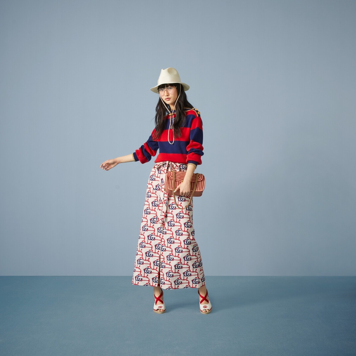 Double G anchor print cotton skirt - 2