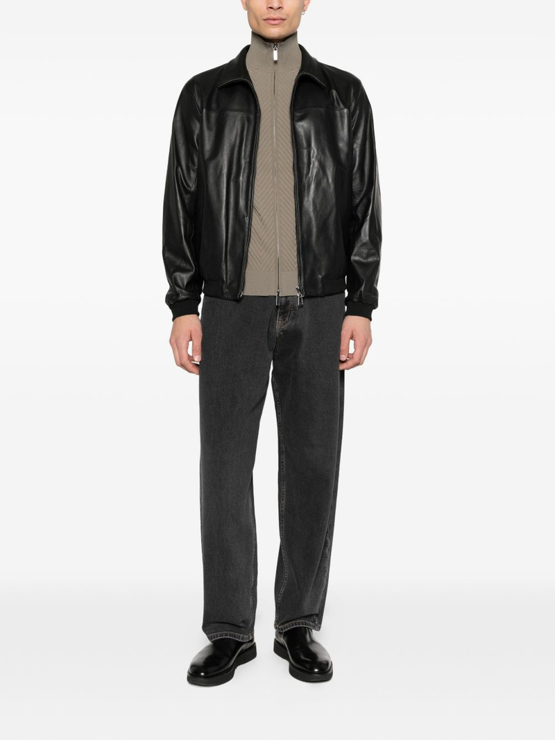 EMPORIO ARMANI leather bomber jacket outlook