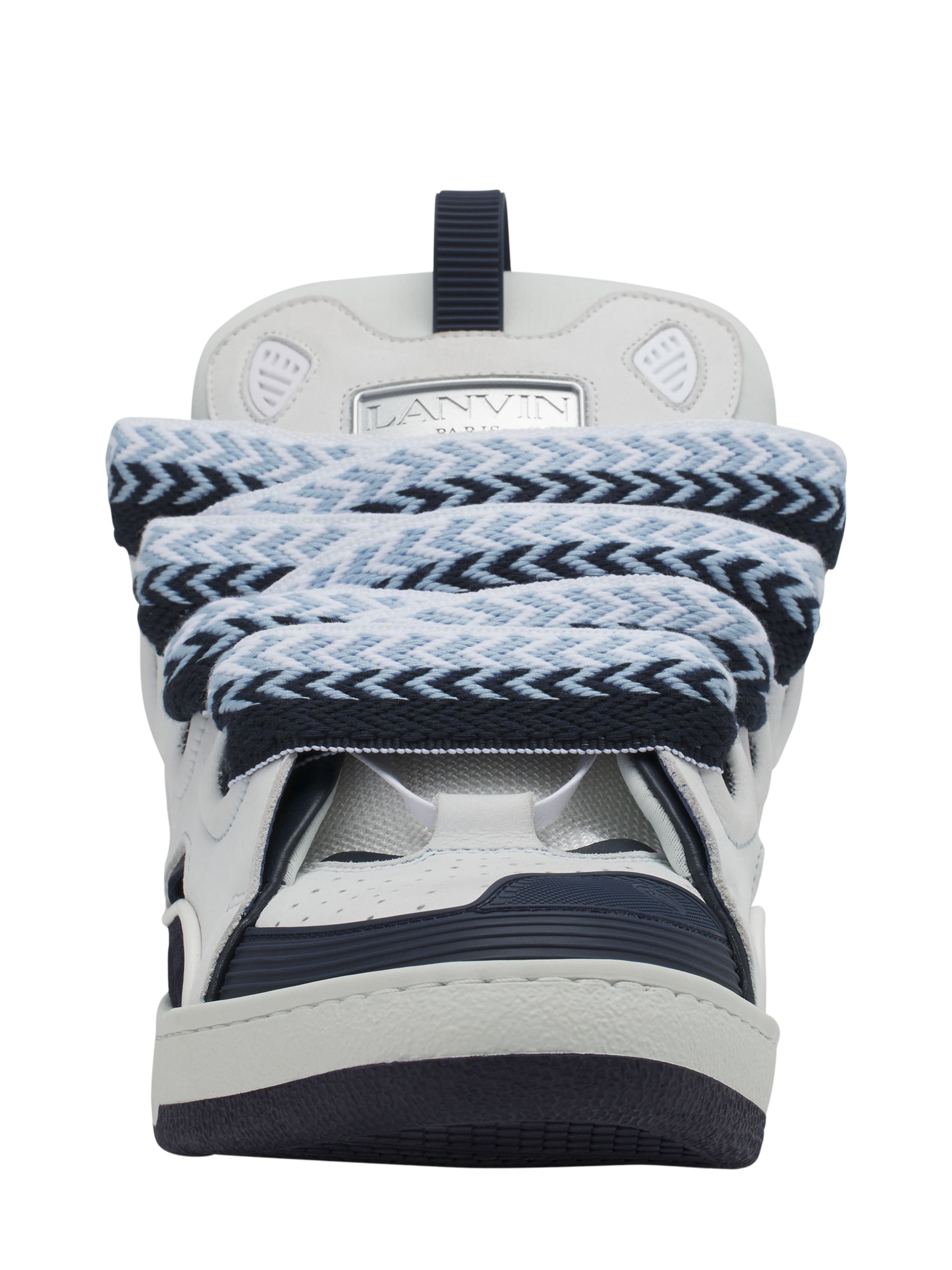 Lanvin Curb Leather Sneakers in White/navy Blue at Nordstrom - 7