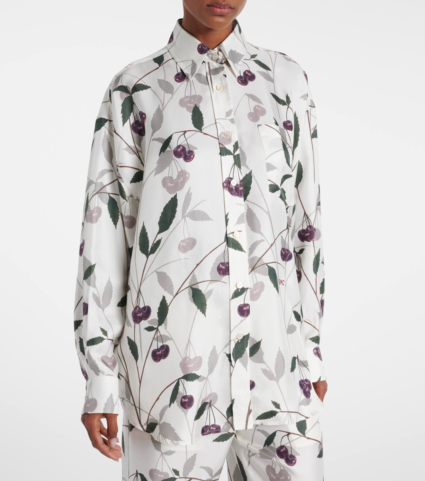 Printed silk twill shirt - 6