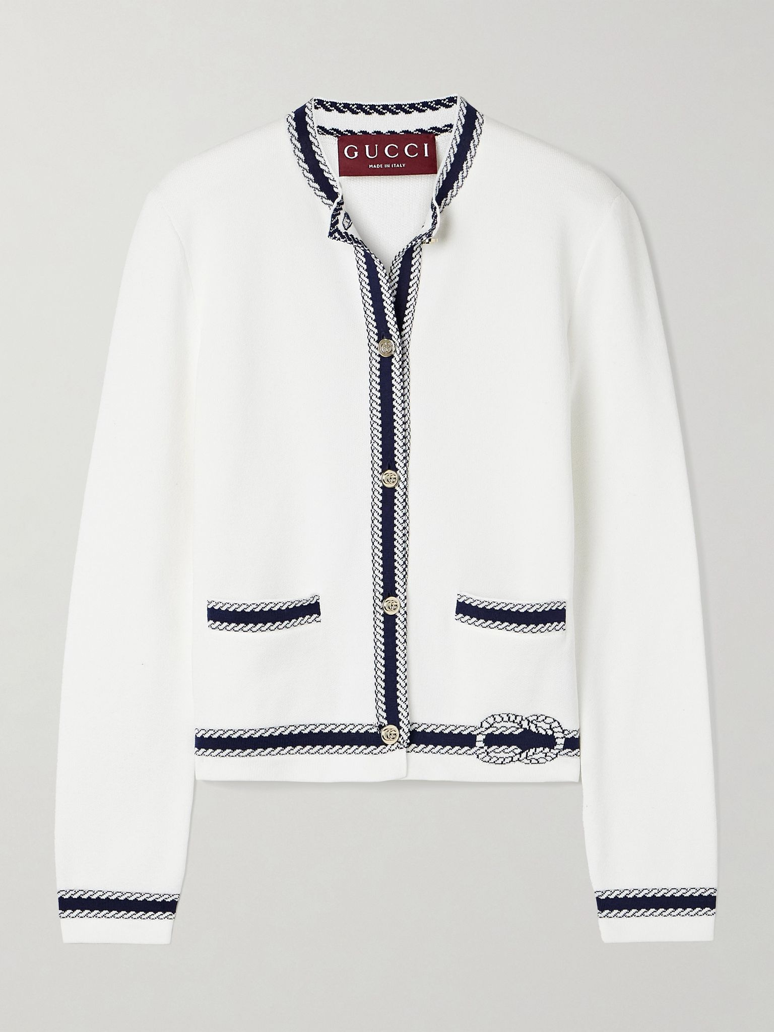 Lido jacquard-knit cotton cardigan White - 1