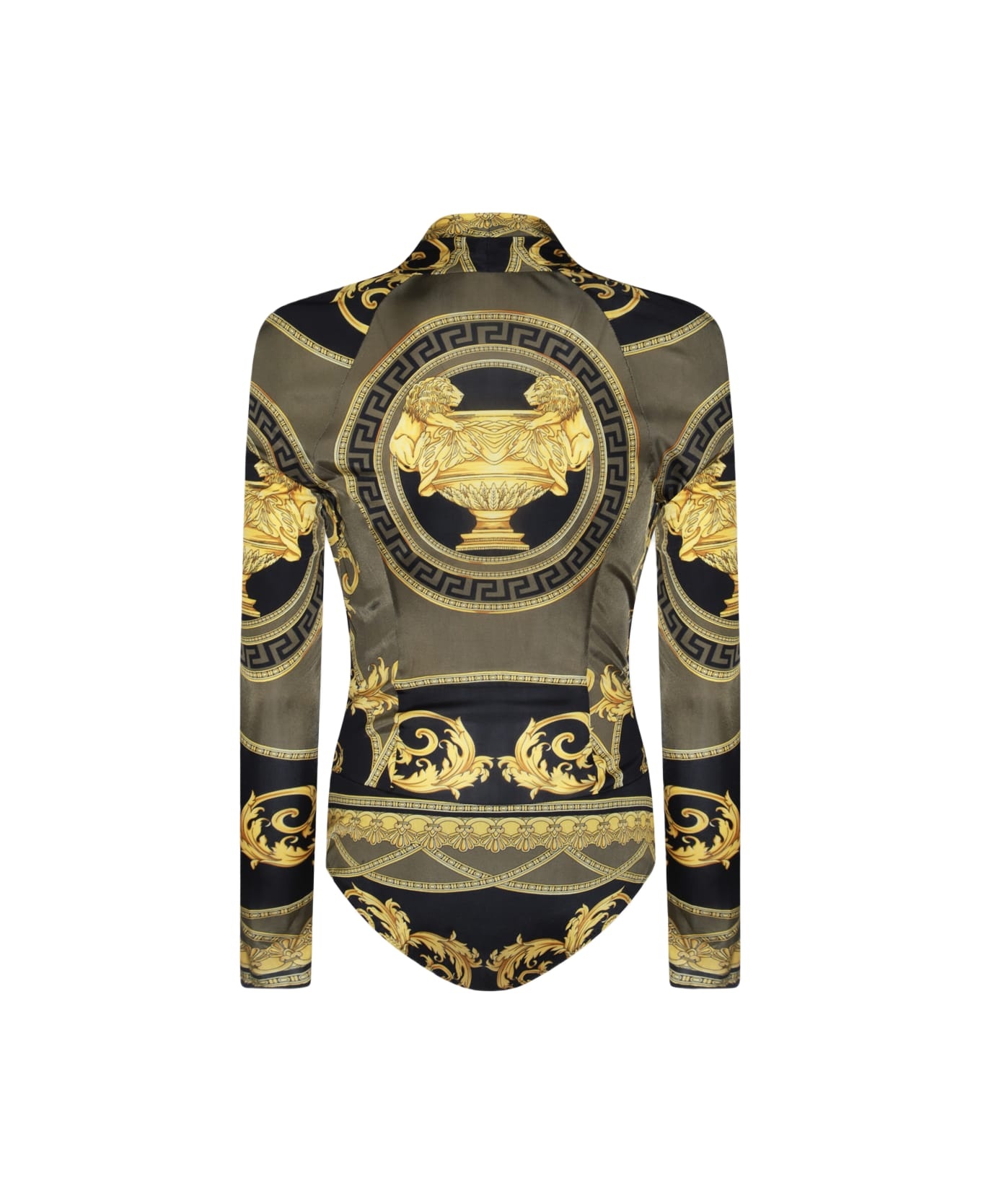 VERSACE Black And Gold Viscose Bodysuit | italist | REVERSIBLE