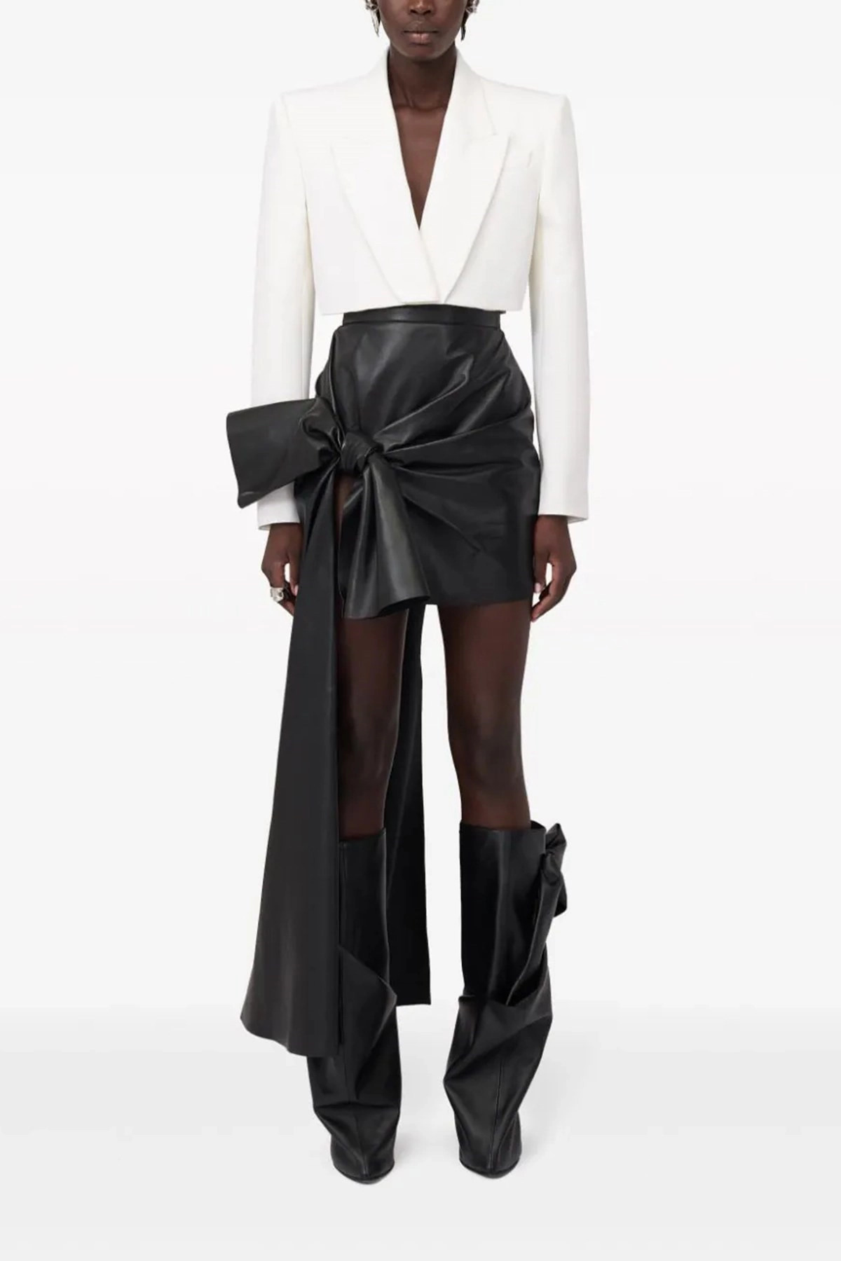 Maxi bow leather skirt - 2