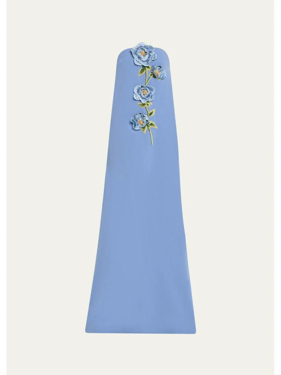 Peony Embroidered Strapless Crepe Gown - 1