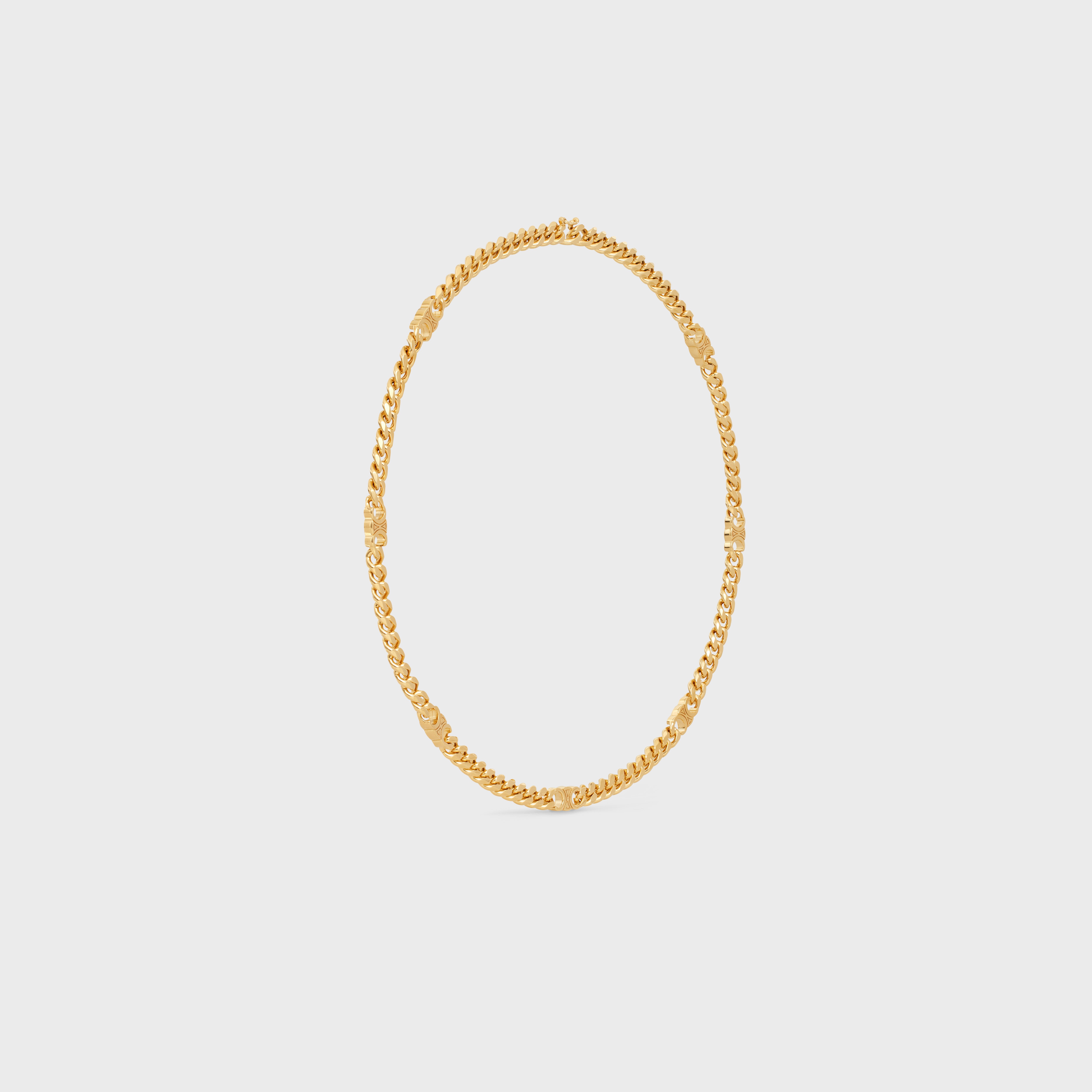 Triomphe Small Gourmette Necklace in Brass with Gold Finish - 3