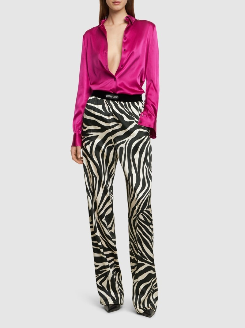 Printed silk satin pajama pants - 2