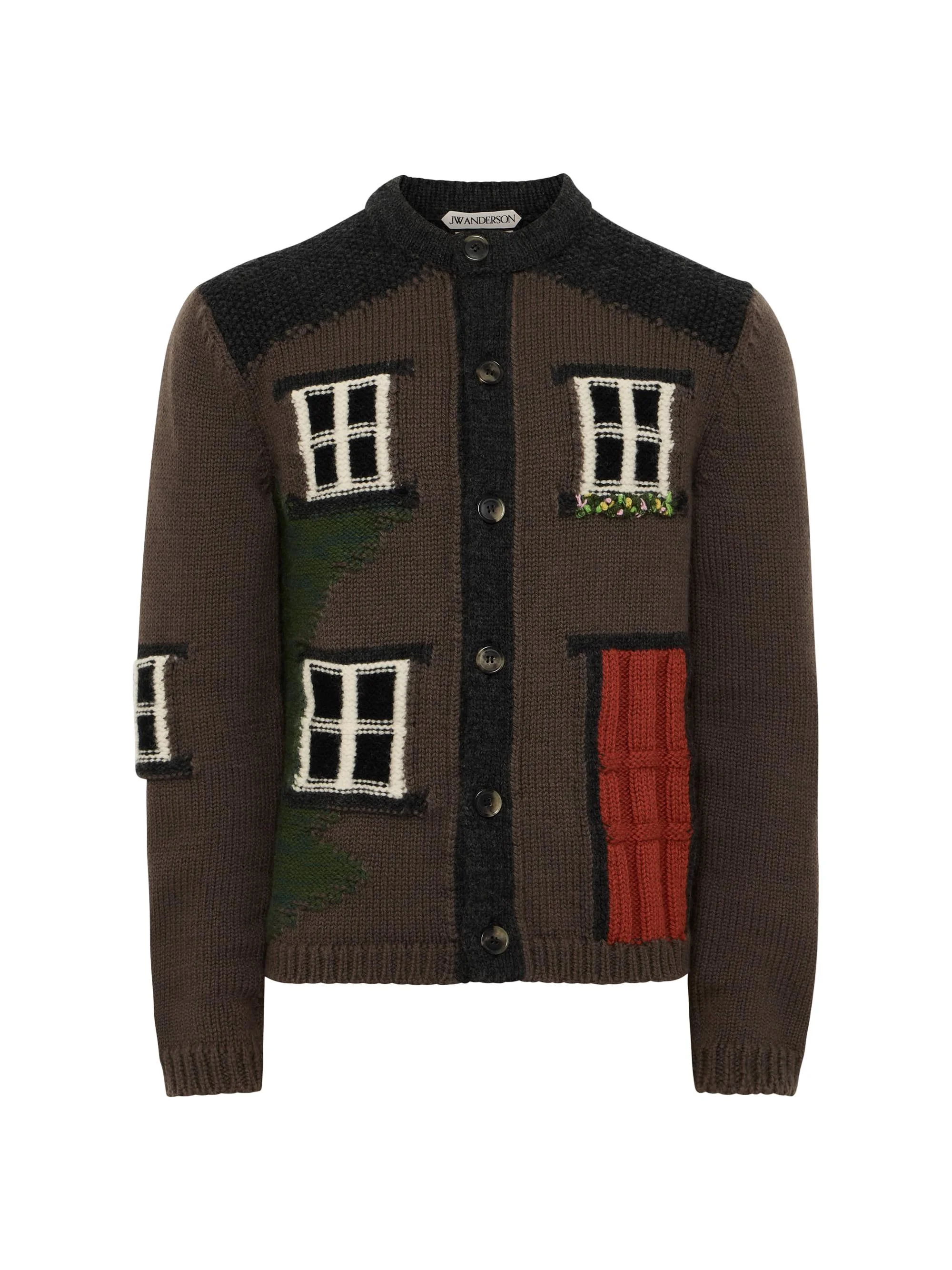 Men's House Wool Polo Cardigan - Chestnut - 1