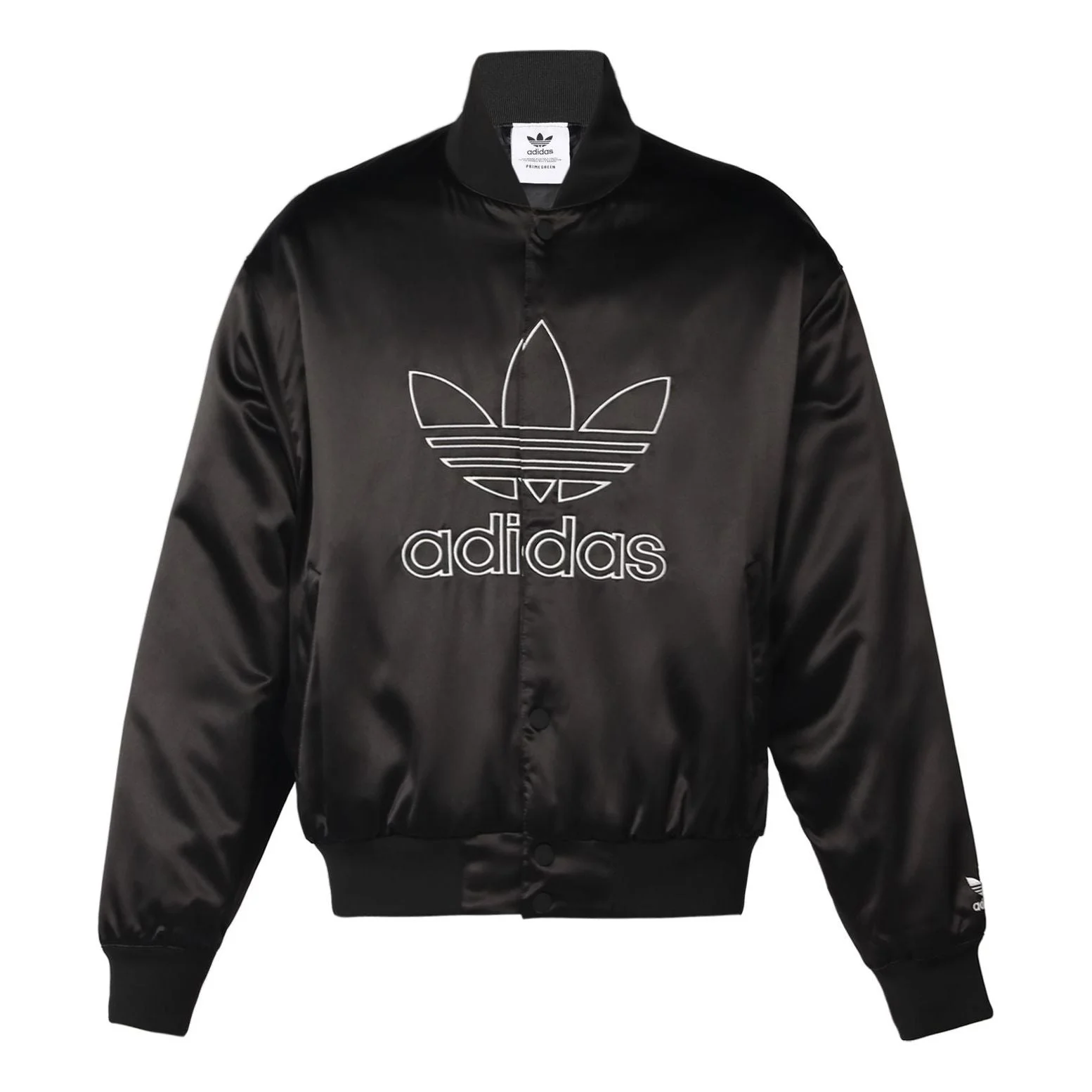 Men's adidas originals Large Logo Embroidered Satin Sports Jacket Autumn Black H09165 - 1