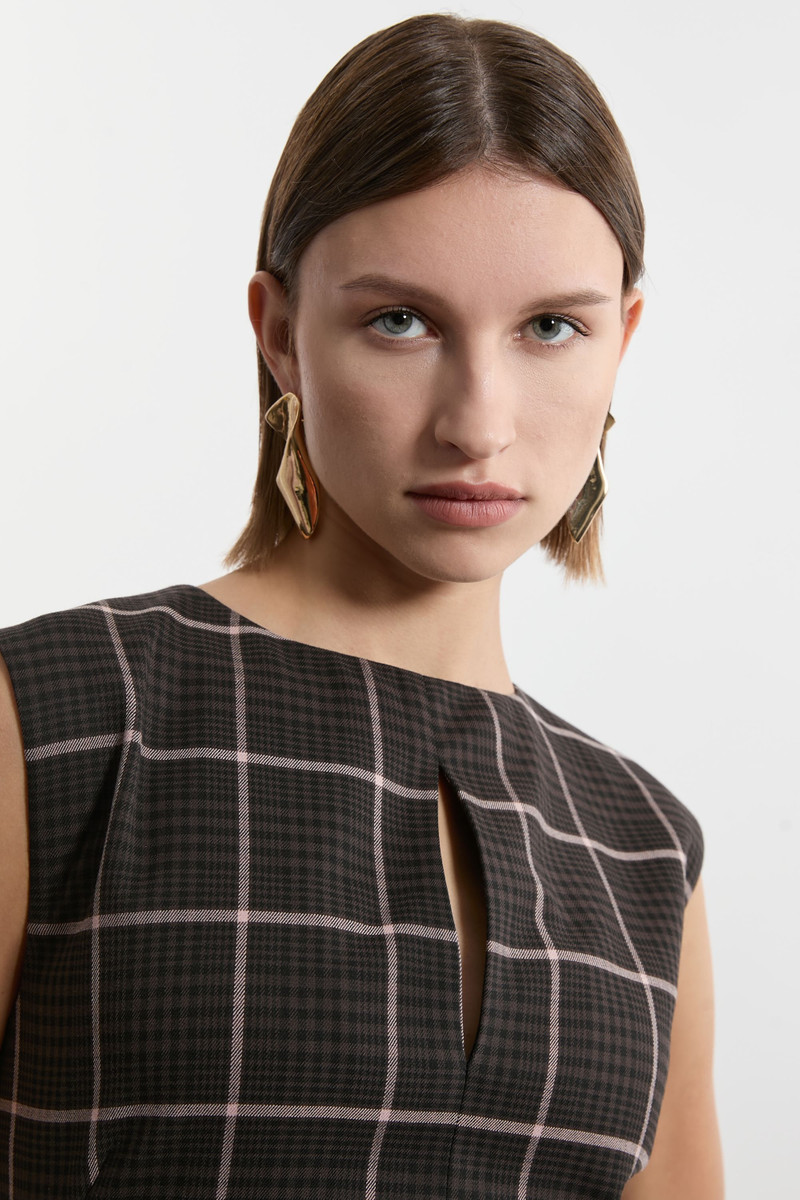 KAREN MILLEN Check Ruffle Tailored Midaxi Dress outlook